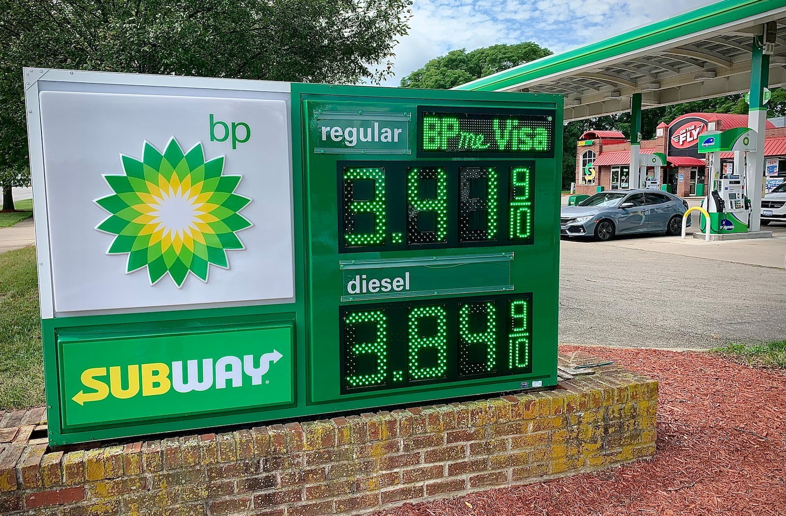 The BP station at Wilmington Pike and Clyo Road in Centerville. The city of Centerville passed a one-year moratorium on new gas stations and convenience stores in July 2024. MARSHALL GORBY \STAFF