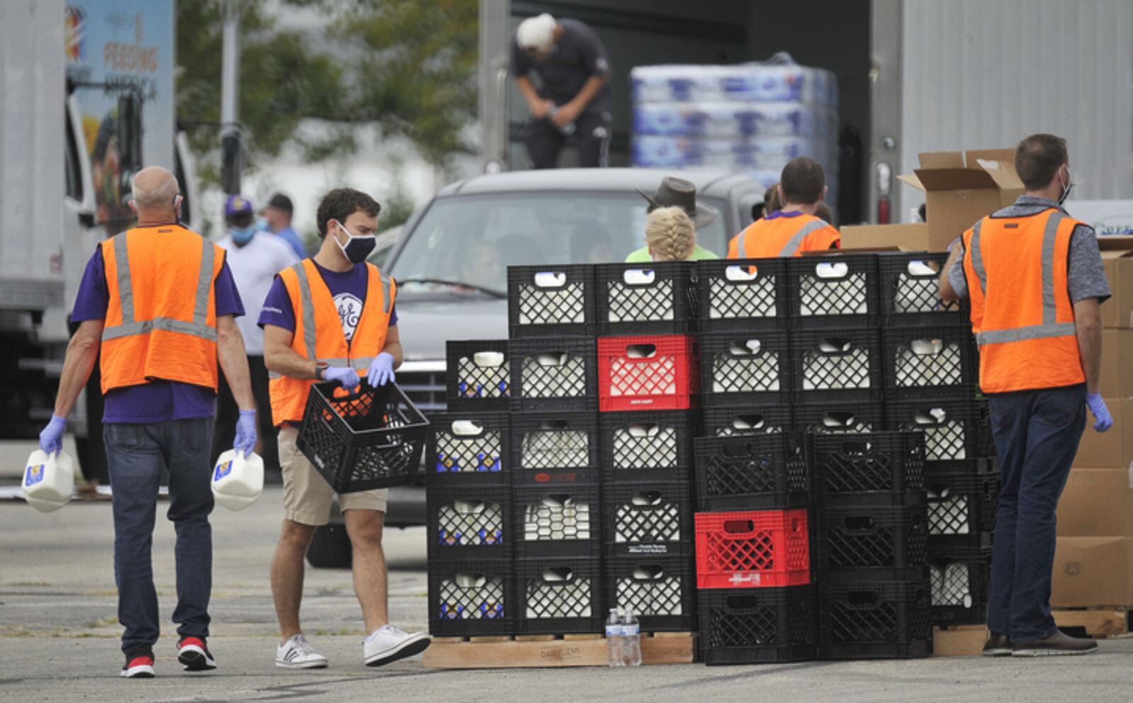 The Foodbank held it's mass food distribution Thursday, Aug. 27, 2020 at the University of Dayton Welcome Stadium.