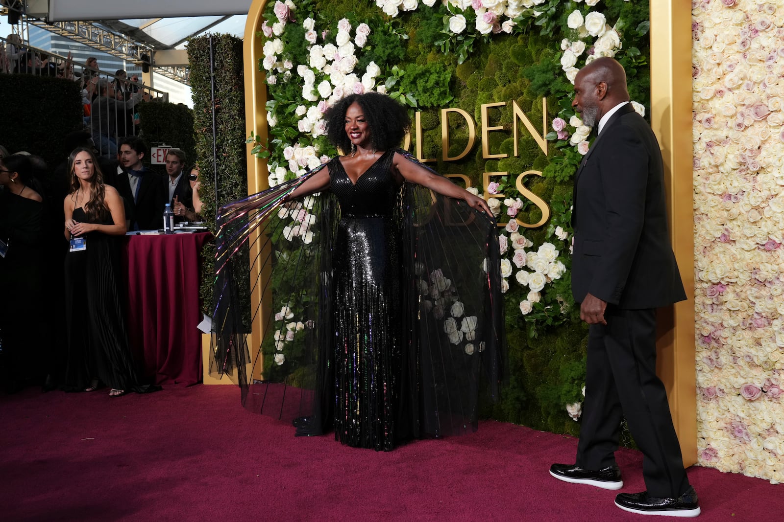 Viola Davis, left, and Julius Tennon arrive at the 82nd Golden Globes on Sunday, Jan. 5, 2025, at the Beverly Hilton in Beverly Hills, Calif. (Photo by Jordan Strauss/Invision/AP)