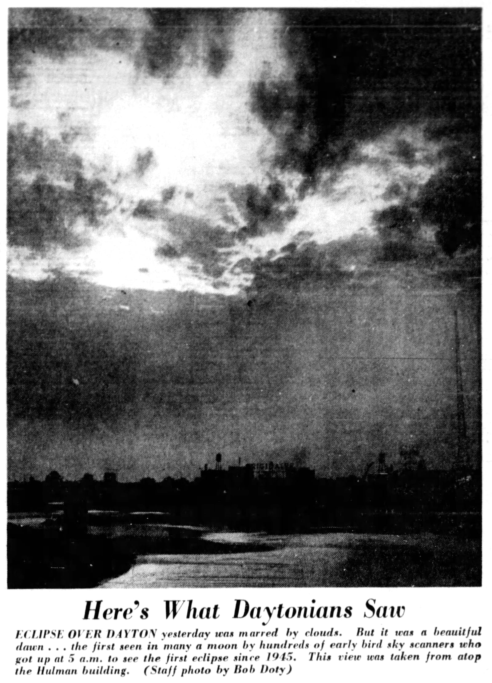 Newspaper coverage of the partial solar eclipse of June 30, 1954. DAYTON DAILY NEWS ARCHIVES