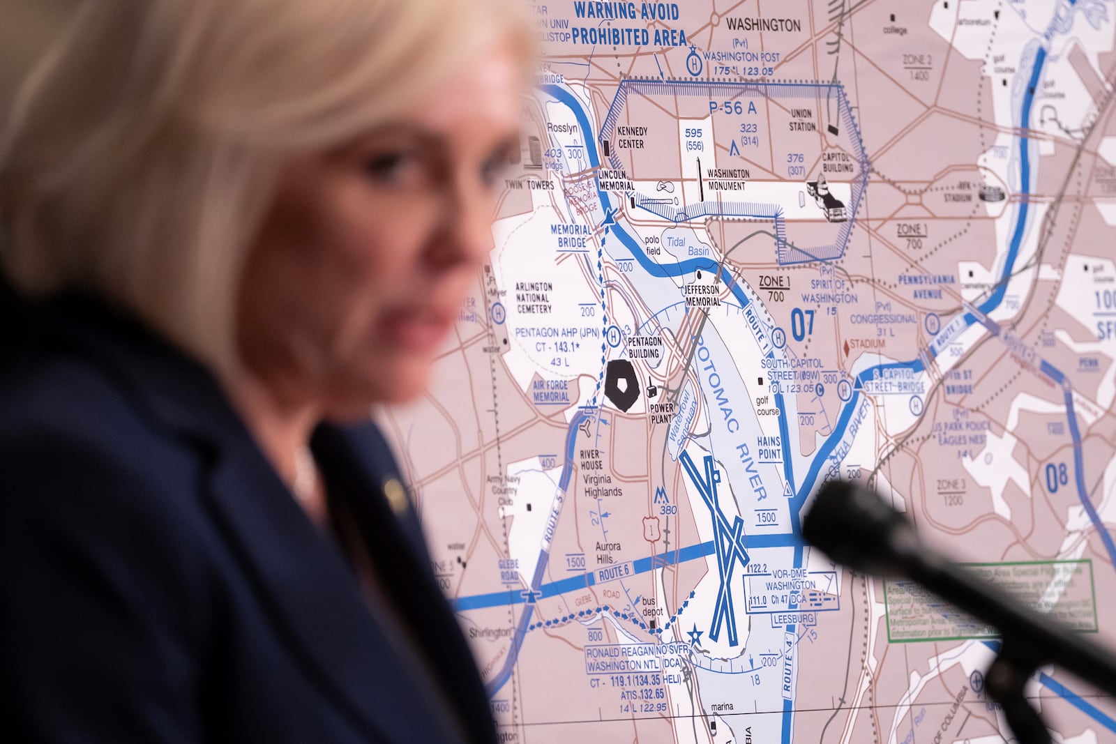 National Transportation Safety Board (NTSB) Chairwoman Jennifer Homendy speaks about the recent mid-air collision of an American Airlines flight and a Black Hawk helicopter near Ronald Reagan Washington National Airport, at a news conference in Washington, Tuesday, March 11, 2025. (AP Photo/Ben Curtis)