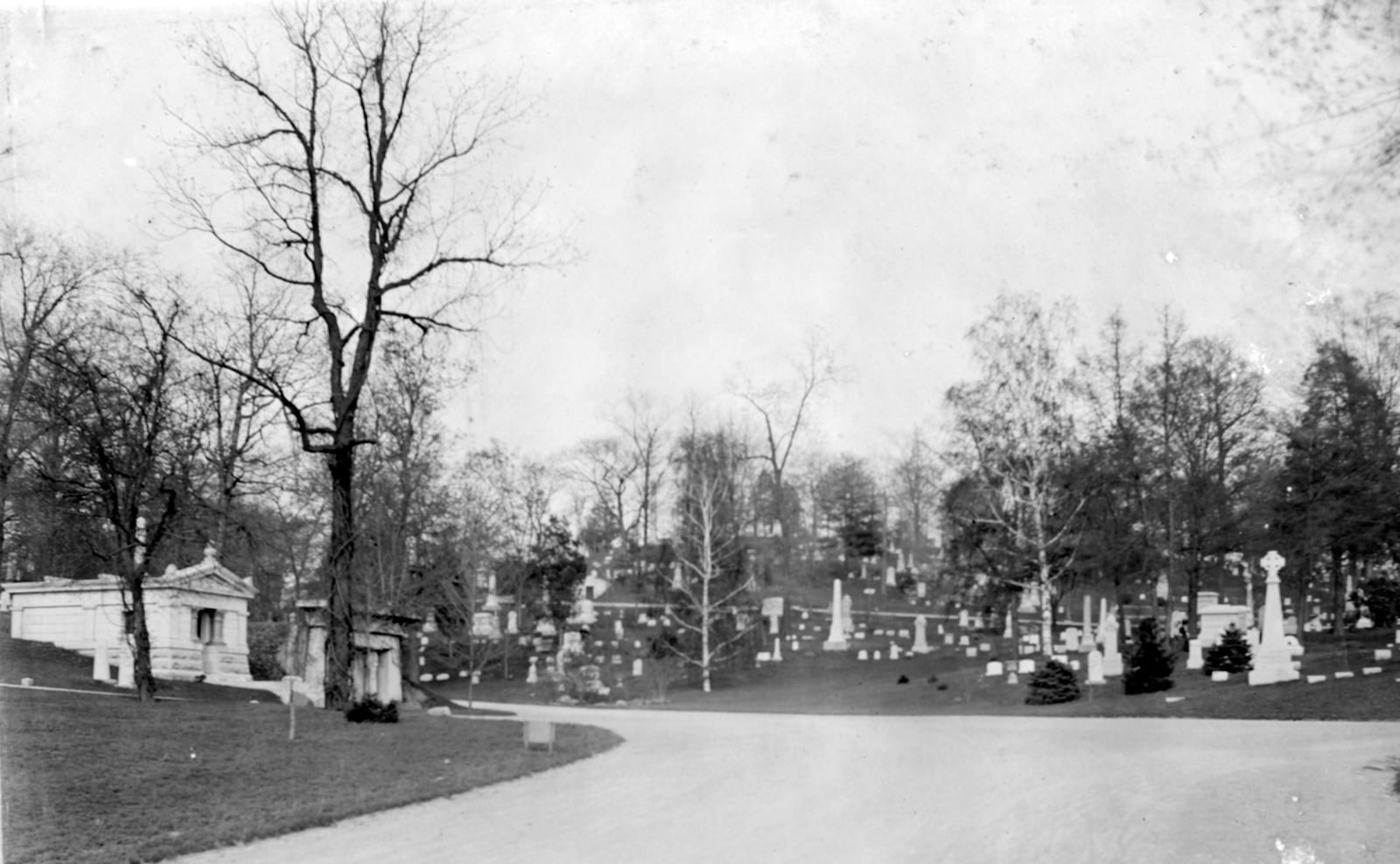 An early look at Woodland Cemetery and Arboretum in an undated photograph. The original 40 acres were purchased for $60 an acre. WRIGHT STATE UNIVERSITY ARCHIVES