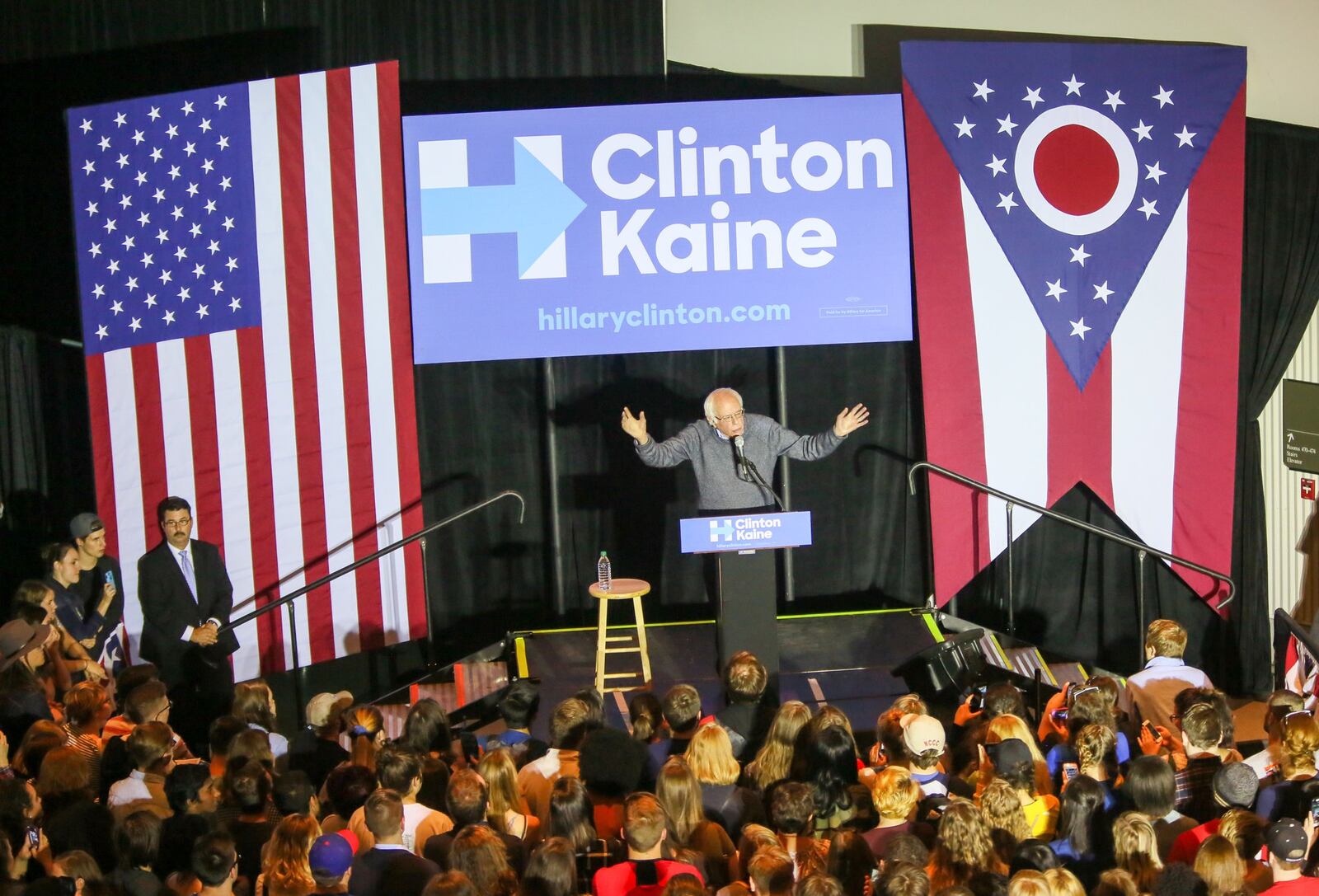 Sen. Bernie Sanders of Vermont held a campaign event on Thursday in support of Hillary Clinton at the University of Cincinnati. Sanders discussed Clinton’s plans to build the economy, raising minimum wage, and fixing the criminal justice system.