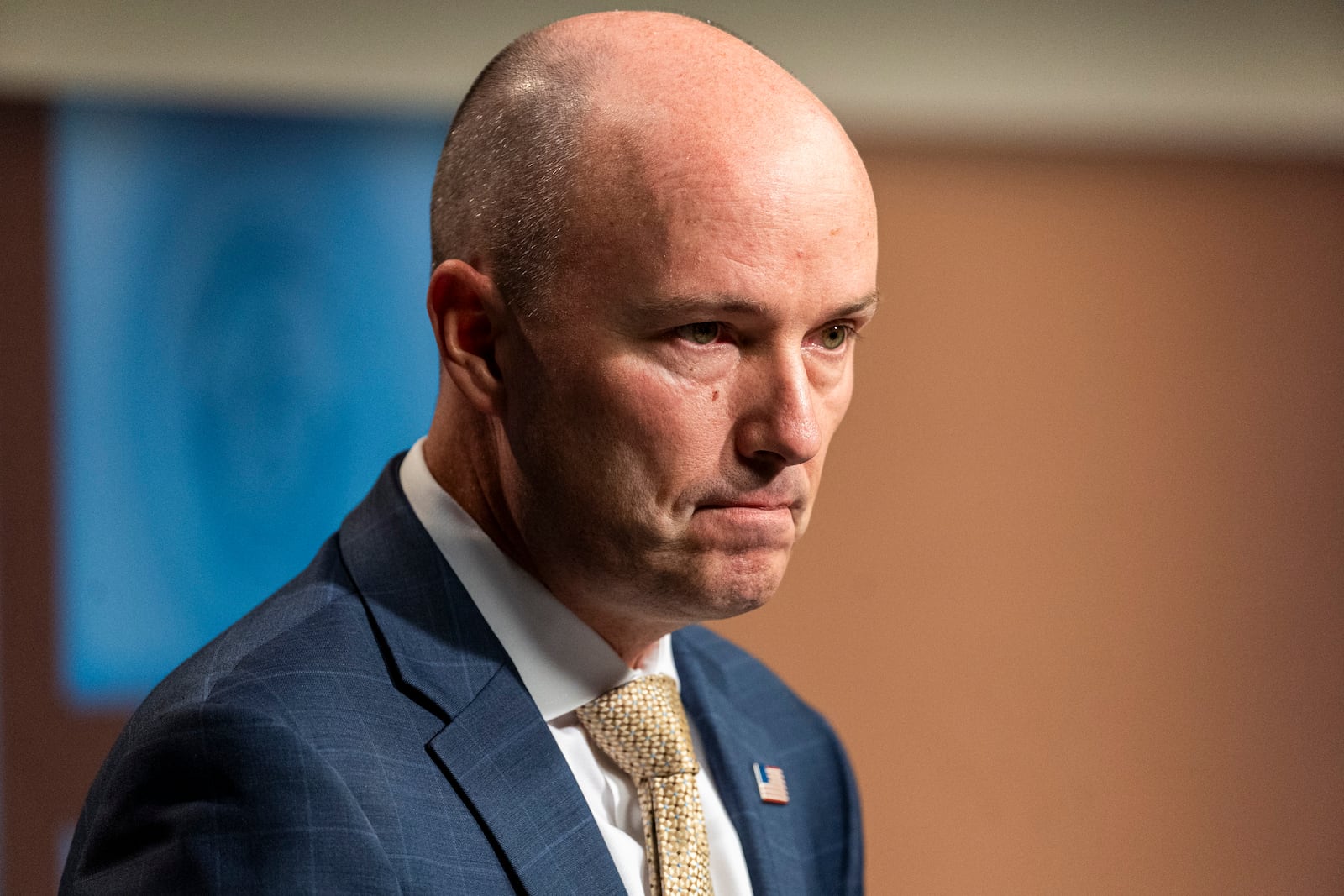 FILE - Utah Gov. Spencer Cox listens to a question at his monthly news conference in Salt Lake City, Thursday, Sept. 19, 2024. (Isaac Hale/The Deseret News via AP, Pool,File)