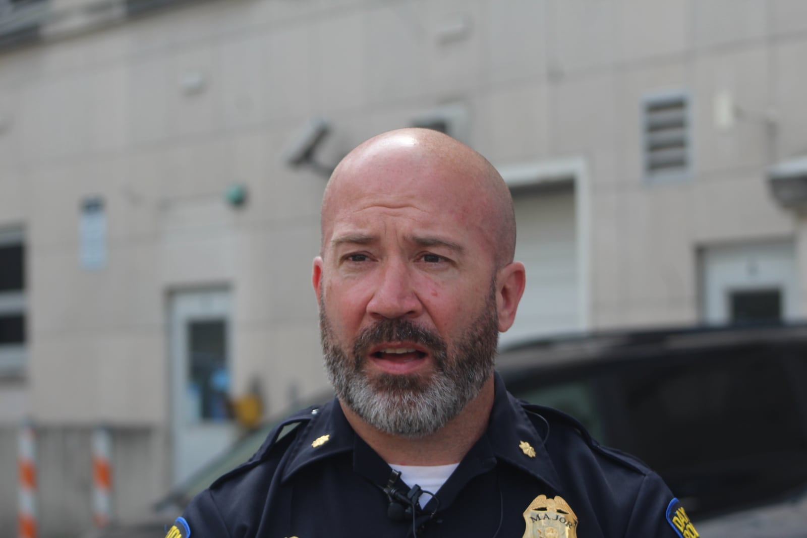 Dayton police Major Jason Hall discusses car thefts, including the increase in thefts involving Kias and Hyundais. CORNELIUS FROLIK / STAFF