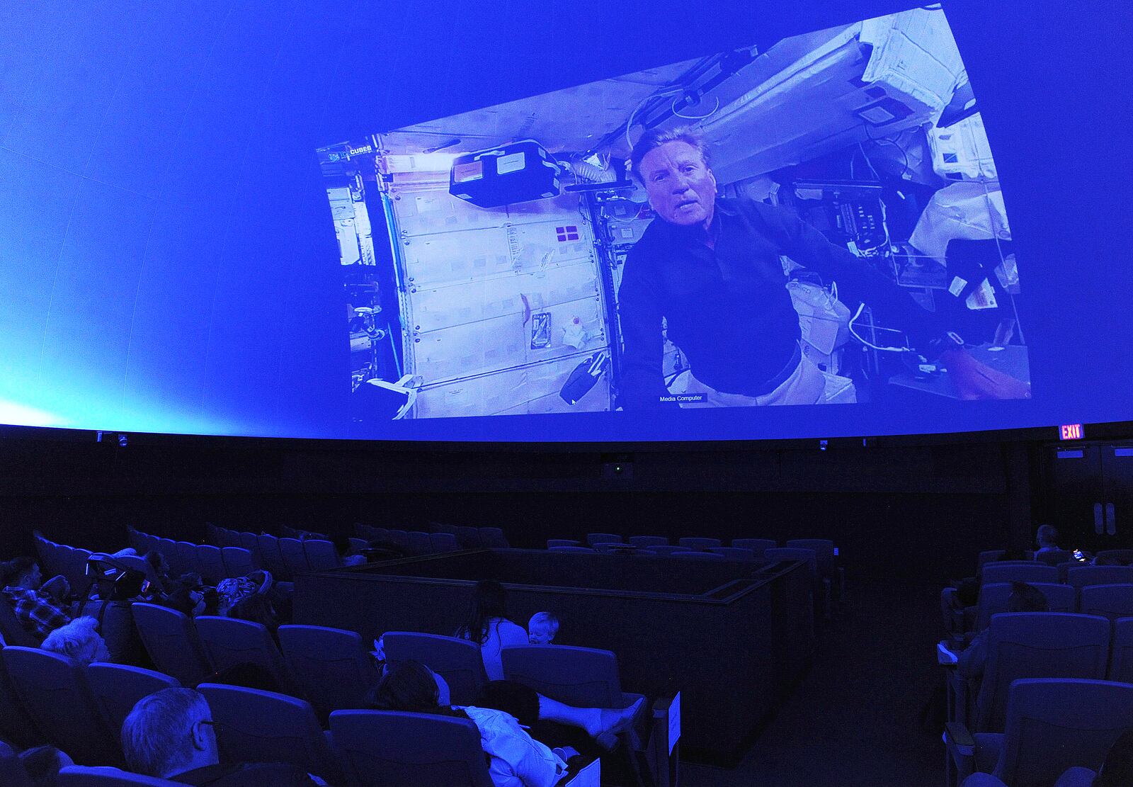 Dayton's own, Larry Connor, talks to the Boonshoft Museum
from the international Space Station Tuesday April 12, 2022. The event was open to the public. MARSHALL GORBY\STAFF