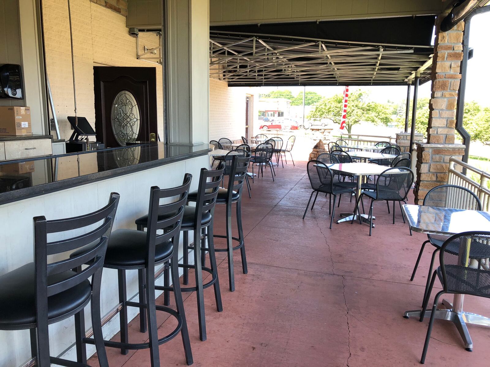 A sneak preview of the patio at the new Elsa's Corner Cantina in Sugarcreek Plaza on Wilmington Pike. MARK FISHER/STAFF