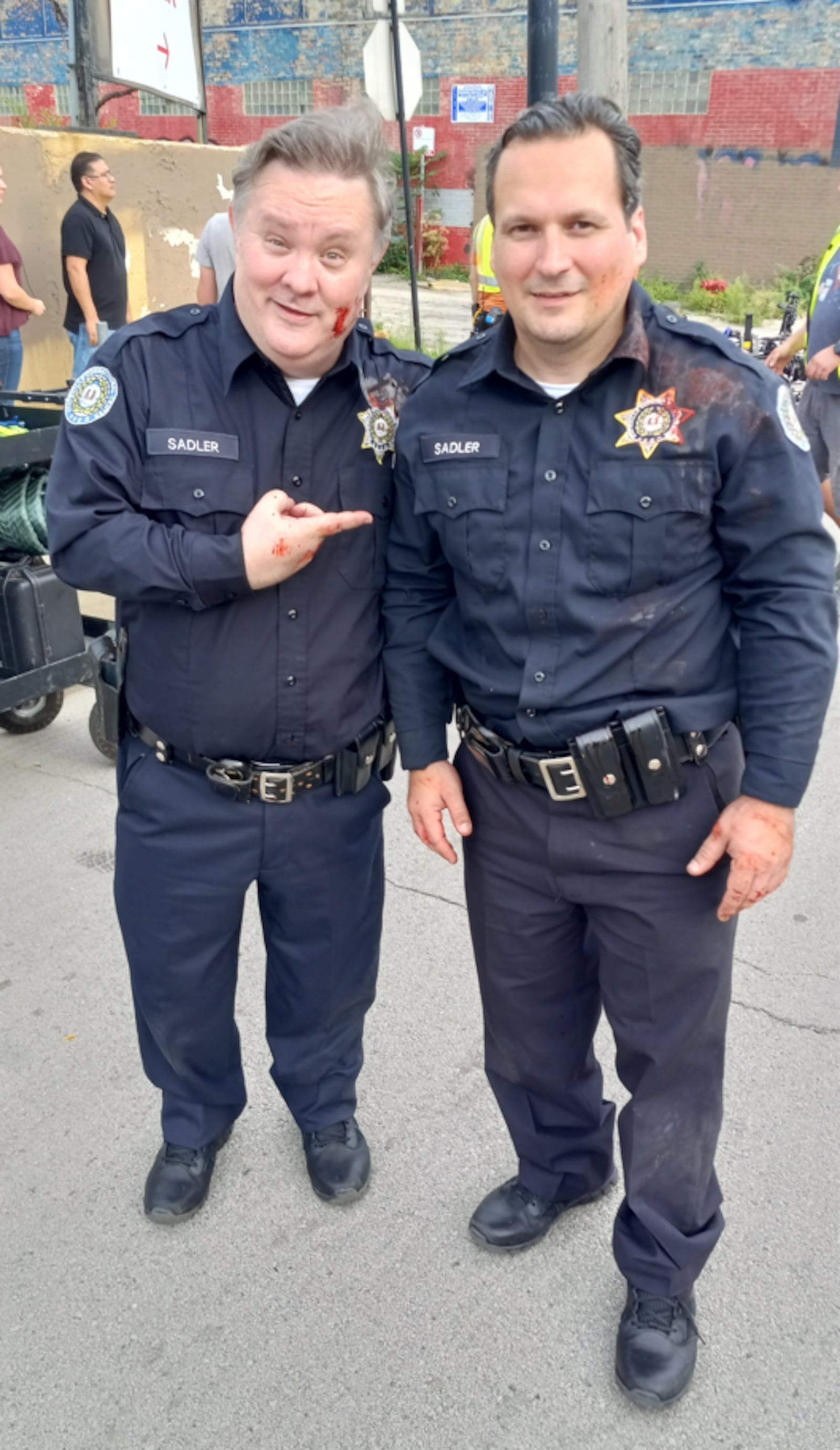 scOtt summitt (left) with stuntman Alex Jovica. summit is co-starring in NBC’s “Chicago P.D.” on Wednesday, Sept. 28 at 10 p.m.