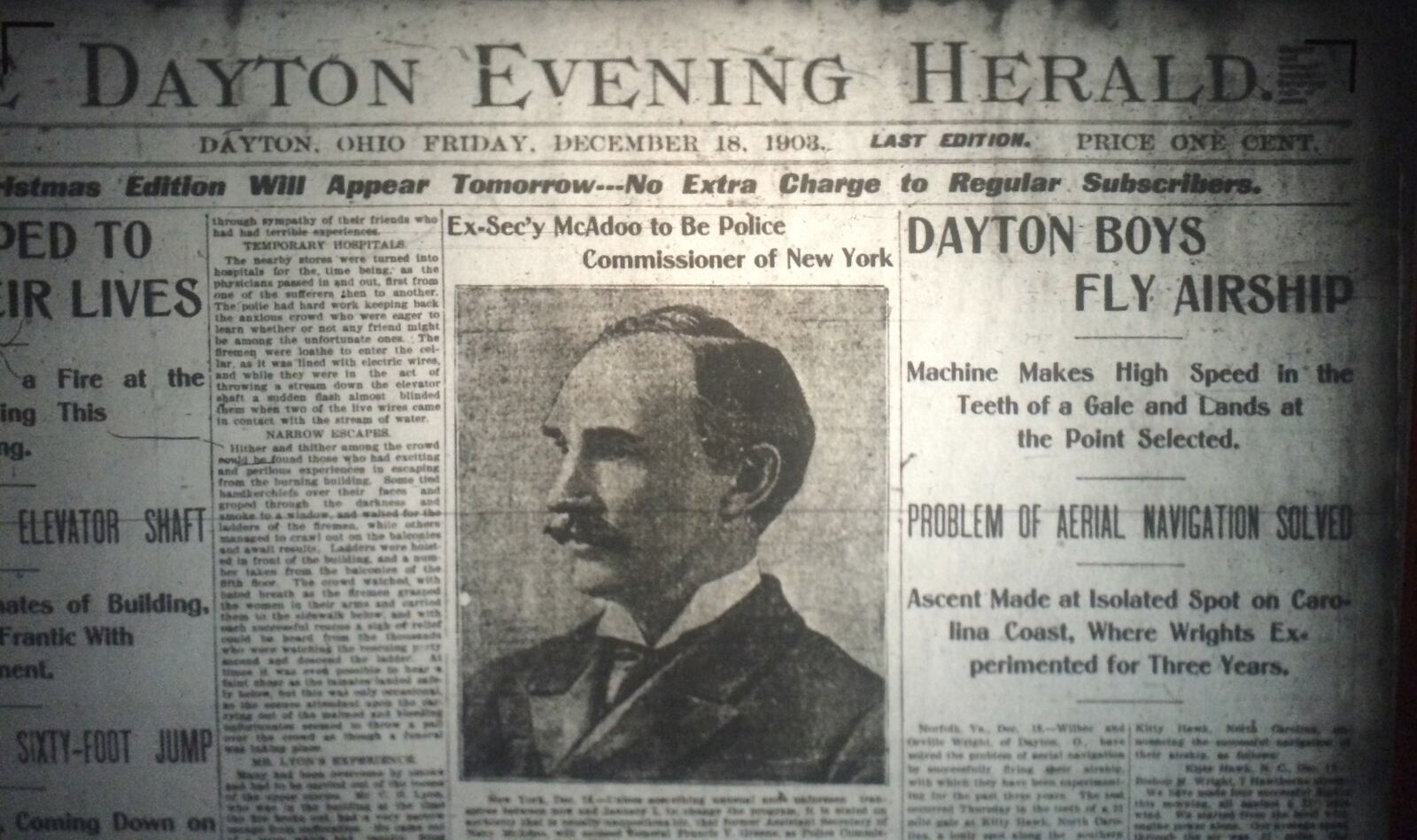 The Dayton Evening Herald painted a vivid picture of the Wright brothers first flight. Though descriptive, the story was filled with inaccuracies.