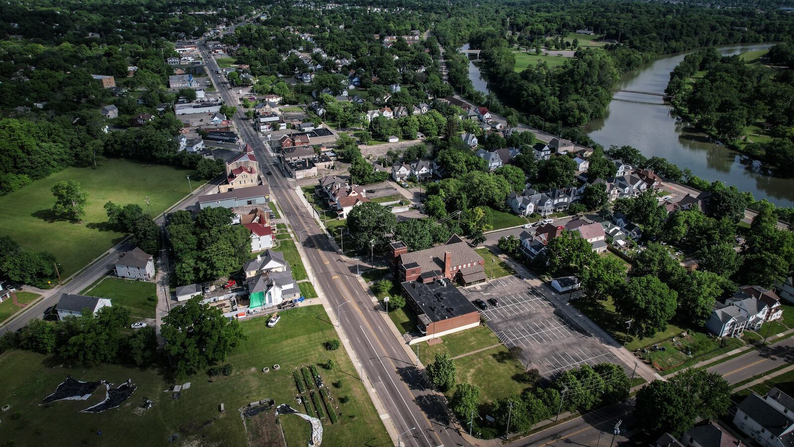 North Main Street north of Great Miami Boulevard will go from four lanes to two with a turn lane in the middle.