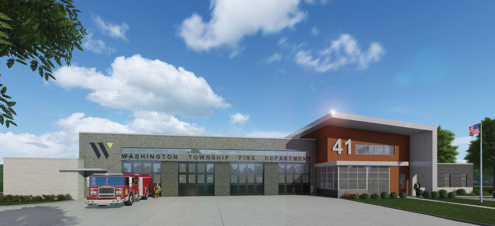 This artist rendering shows the planned look of the new Washington Twp. Fire Station 41, which is expected to be about 14,500 square feet. CONTRIBUTED