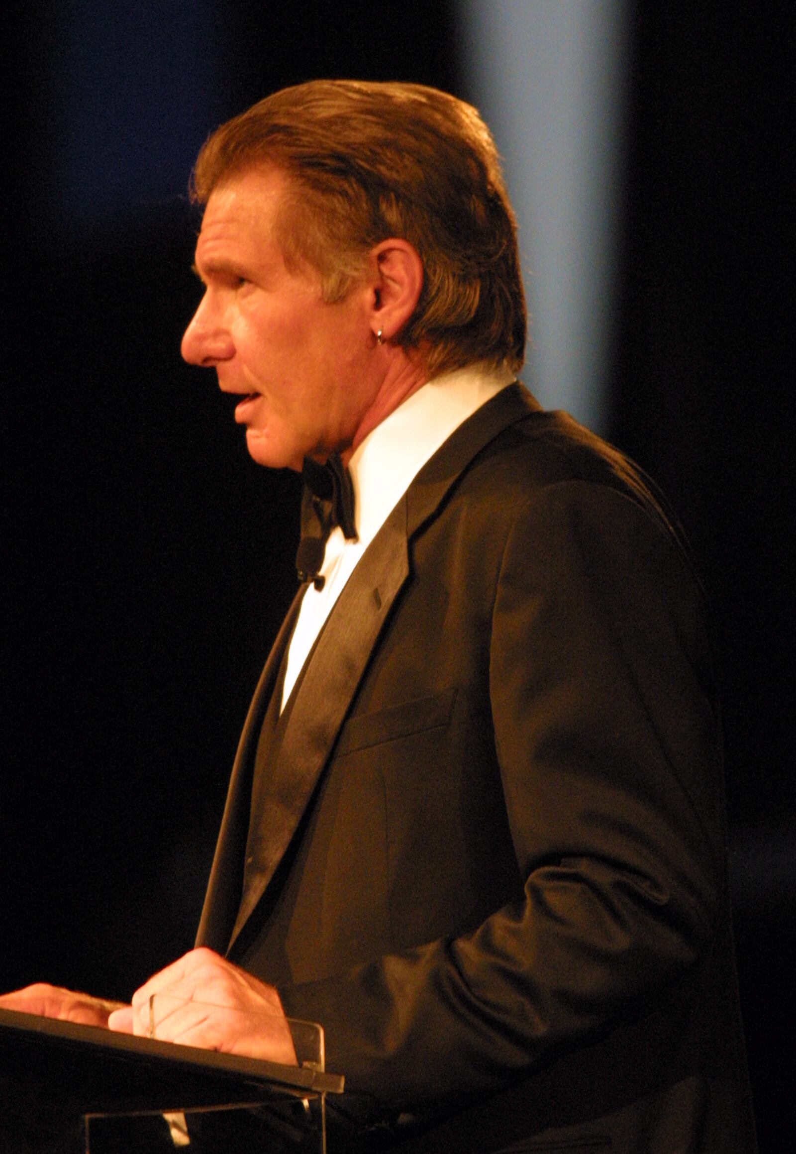 Actor Harrison Ford emcees the National Aviation Hall of Fame 2003 Pioneers of Flight Homecoming gala Saturday night at the Dayton Convention Center.