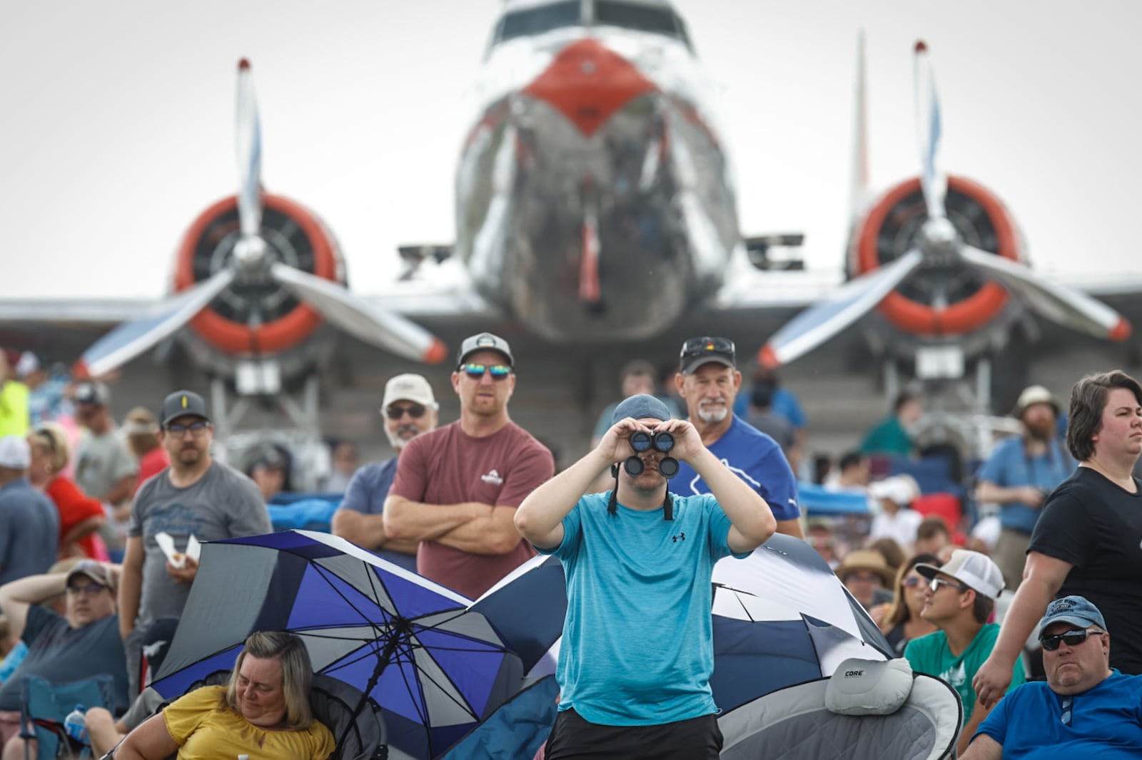 Dayton Air Show attendees keep eyes on the sky Saturday July 22, 2023. Jim Noelker/ Staff