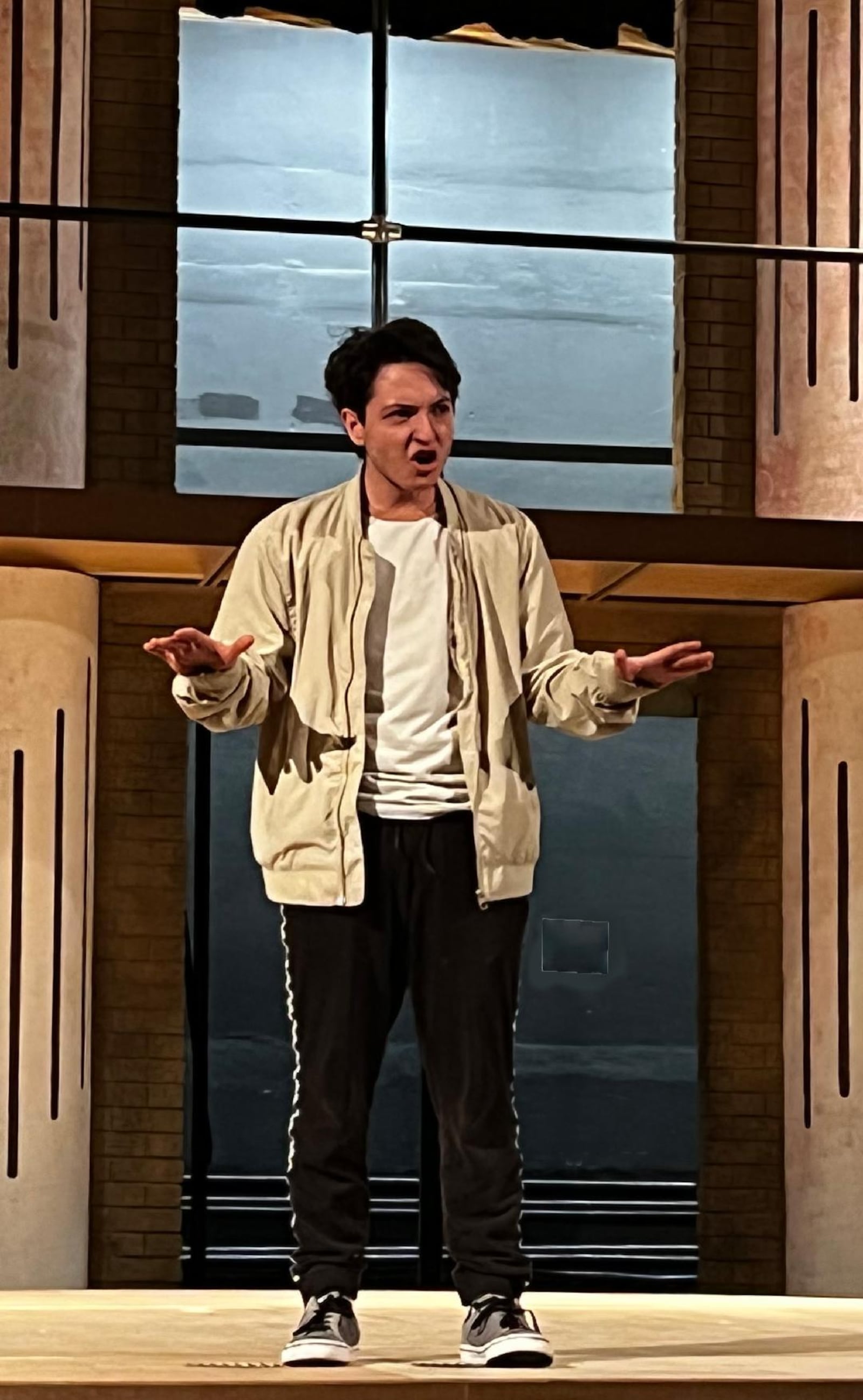 Connor Gray in rehearsal as Percy Jackson in Sinclair Community College's production of "The Lightning Thief." PHOTO BY SINCLAIR THEATRE