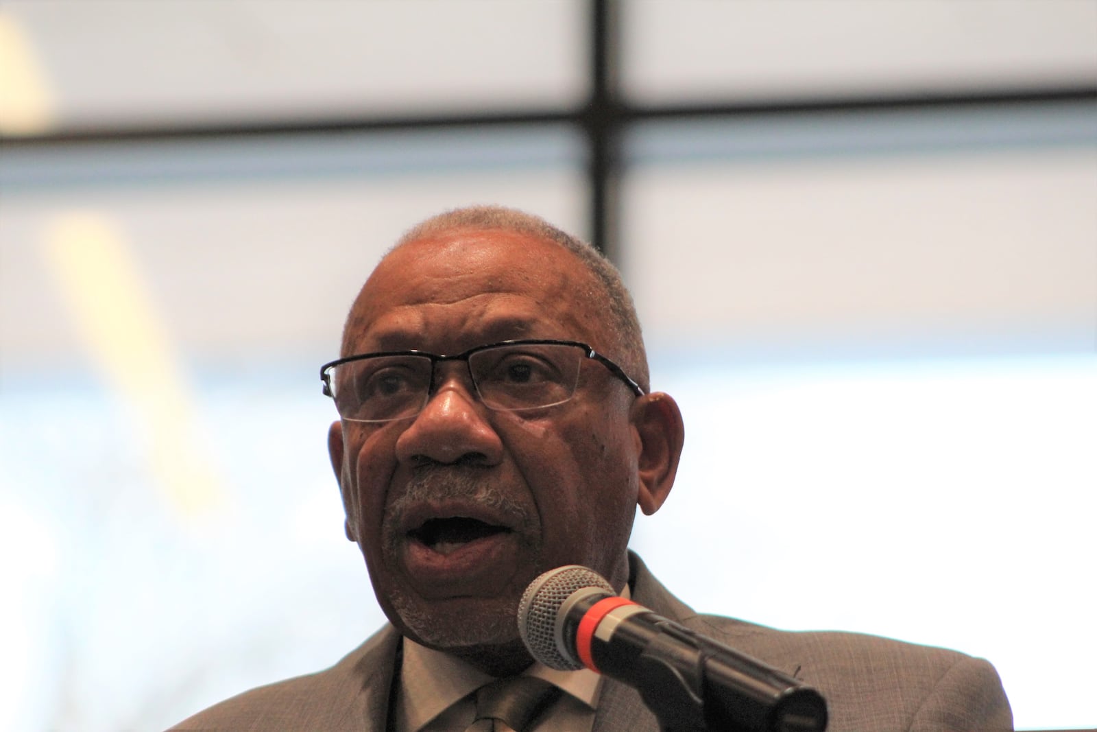 Jeffrey Mims Jr. gives his first State of the City address as mayor of Dayton. CORNELIUS FROLIK / STAFF