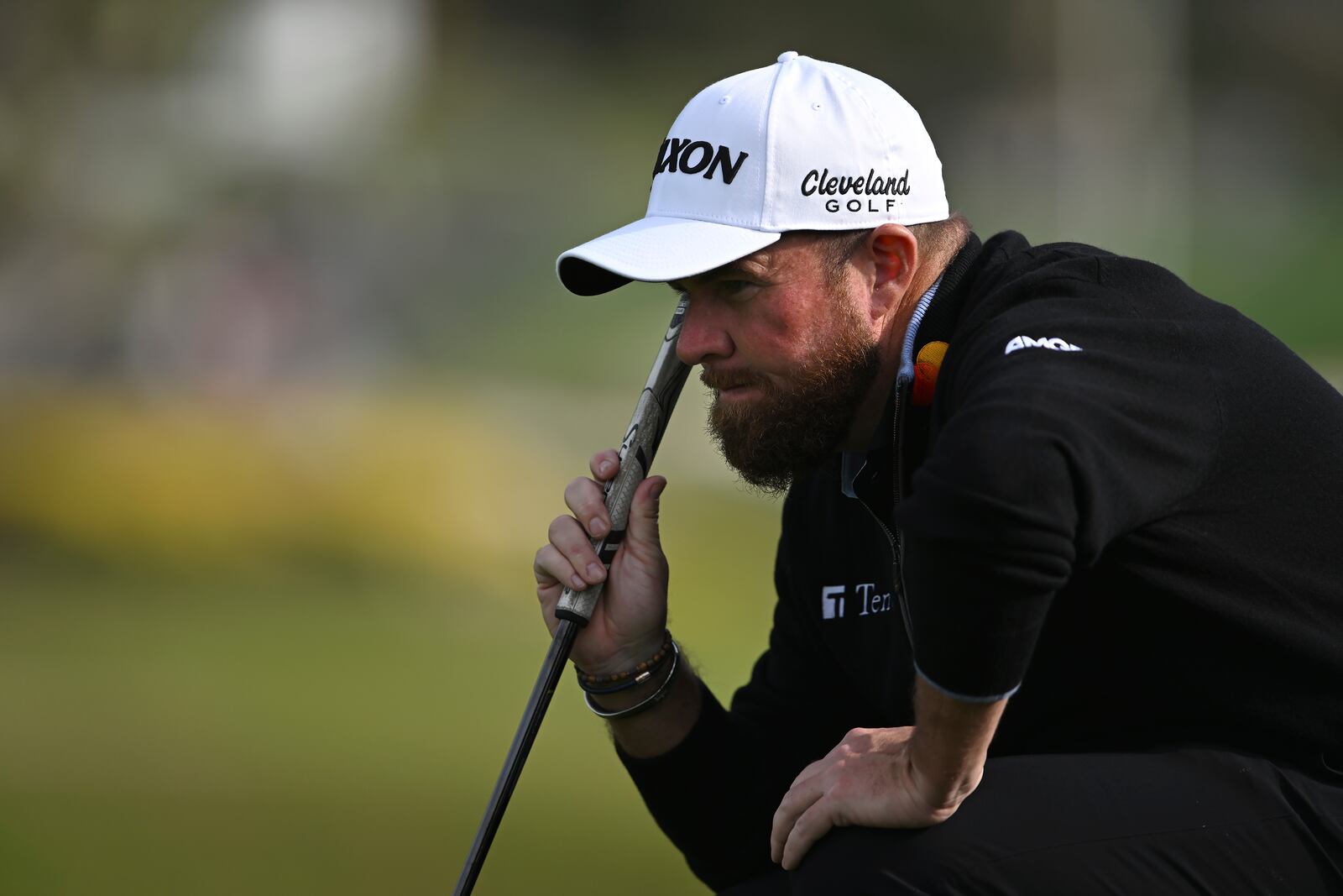 Shane Lowry lines his putt at the 16th hole at Pebble Beach Golf Links during the final round of the AT&T Pebble Beach Pro-Am golf tournament, Sunday, Feb. 2, 2025, in Pebble Beach, Calif. (AP Photo/Nic Coury)