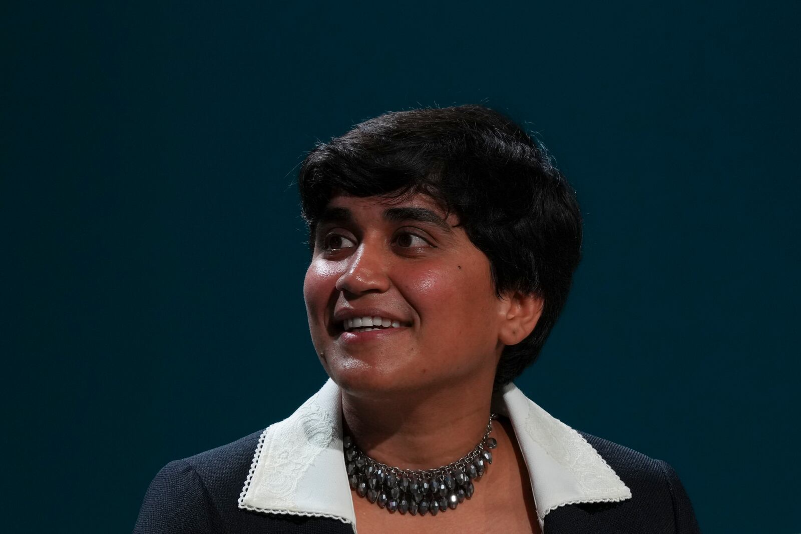 Indian triathlete Pragnya Mohan, speaks during a session on sports and climate action at the COP29 U.N. Climate Summit, Monday, Nov. 18, 2024, in Baku, Azerbaijan. (AP Photo/Peter Dejong)