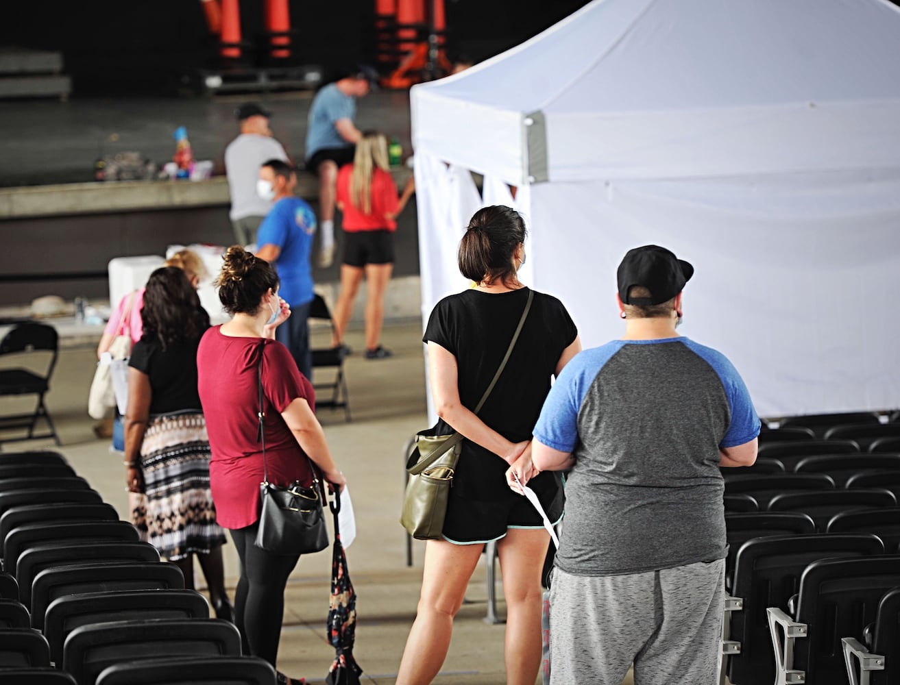 PHOTOS: Lines form early at Huber Heights coronavirus testing site