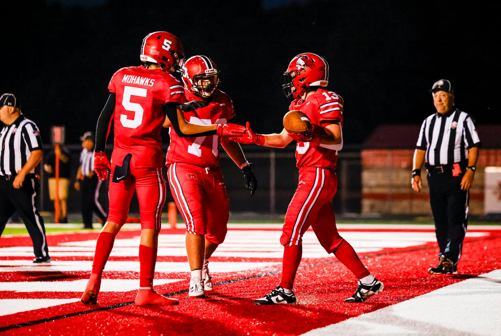 Madison's Kaleb Miller carries the ball in for a touchdown during their football game Thursday, Sept. 7, 2023 at Madison High School. Madison won 34-7. NICK GRAHAM/STAFF