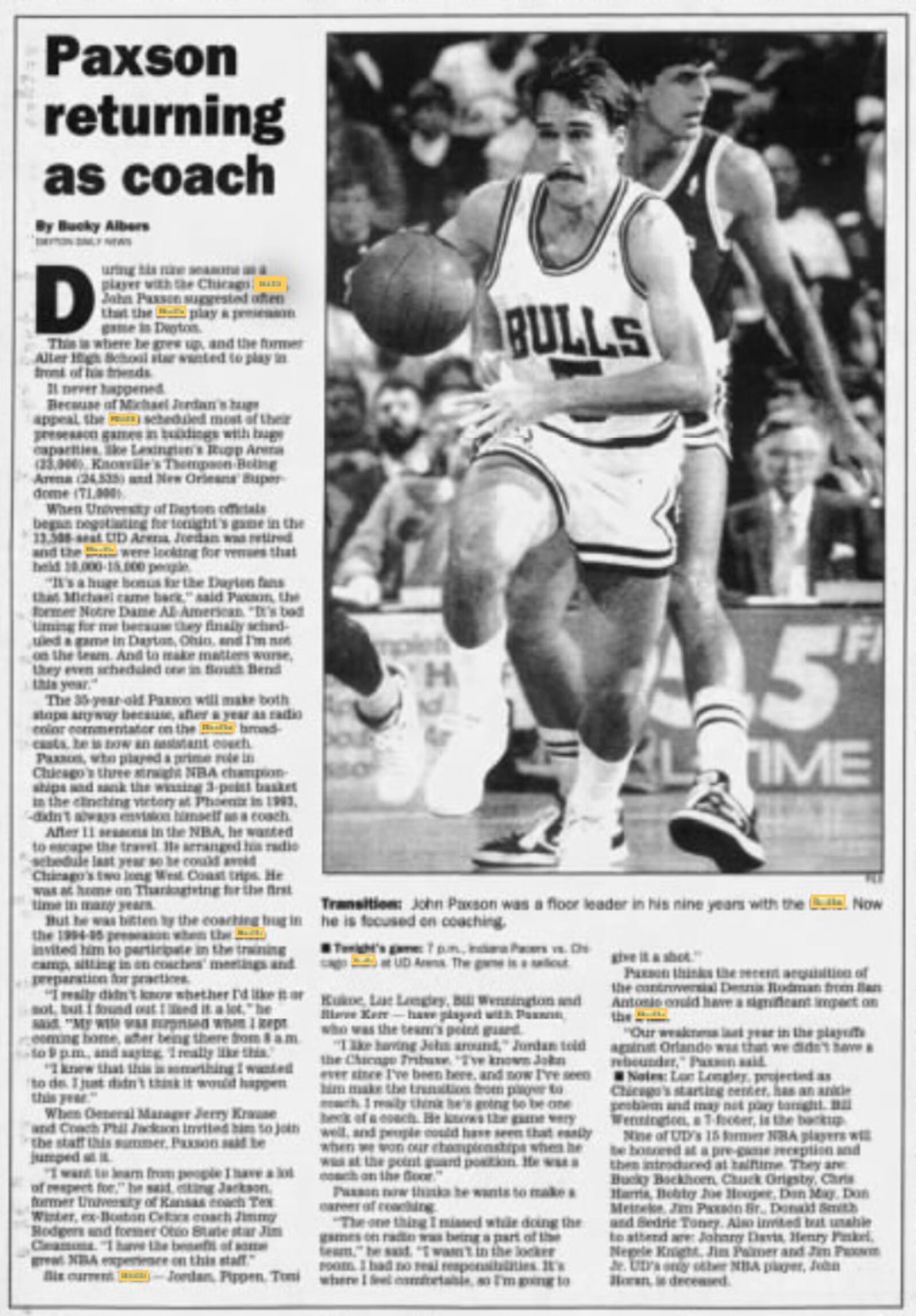 Dayton Daily News sports front page, Oct. 14, 1995.