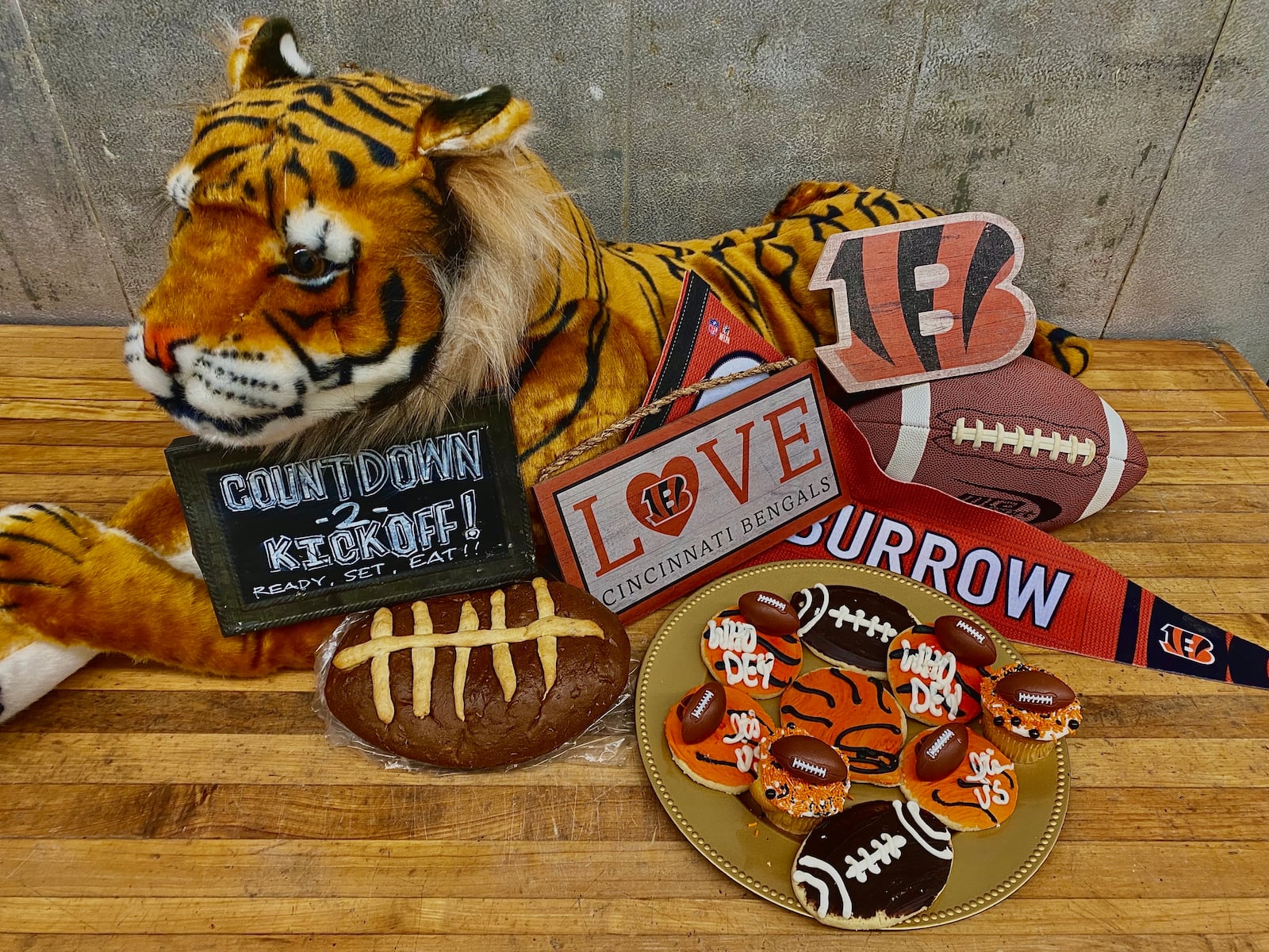 Ashley's Pastry Shop in Oakwood is selling Bengals themed baked goods this week ahead of the Super Bowl.