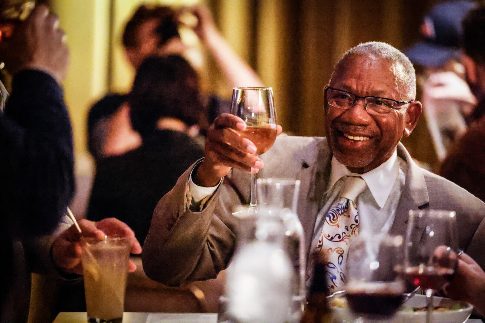 Dayton Mayoral candidate, Jeffrey Mims Jr. meets and greets at his victory party at Coco’s Bistro in Dayton. Jim Noelker/Staff    