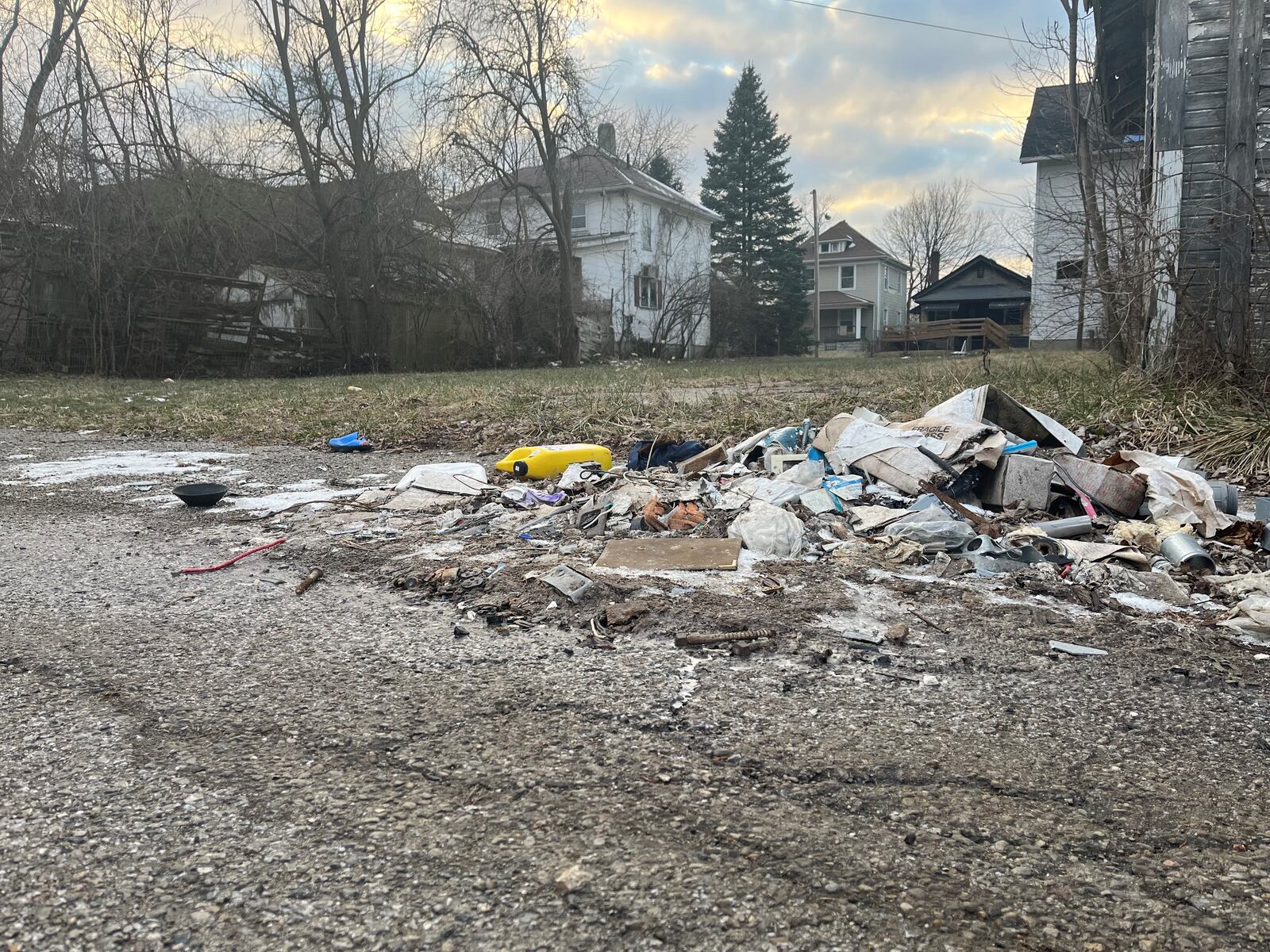 A vacant lot near where Michael Tuck Sr. was shot and killed by a Dayton police officer in August 2019. CORNELIUS FROLIK / STAFF