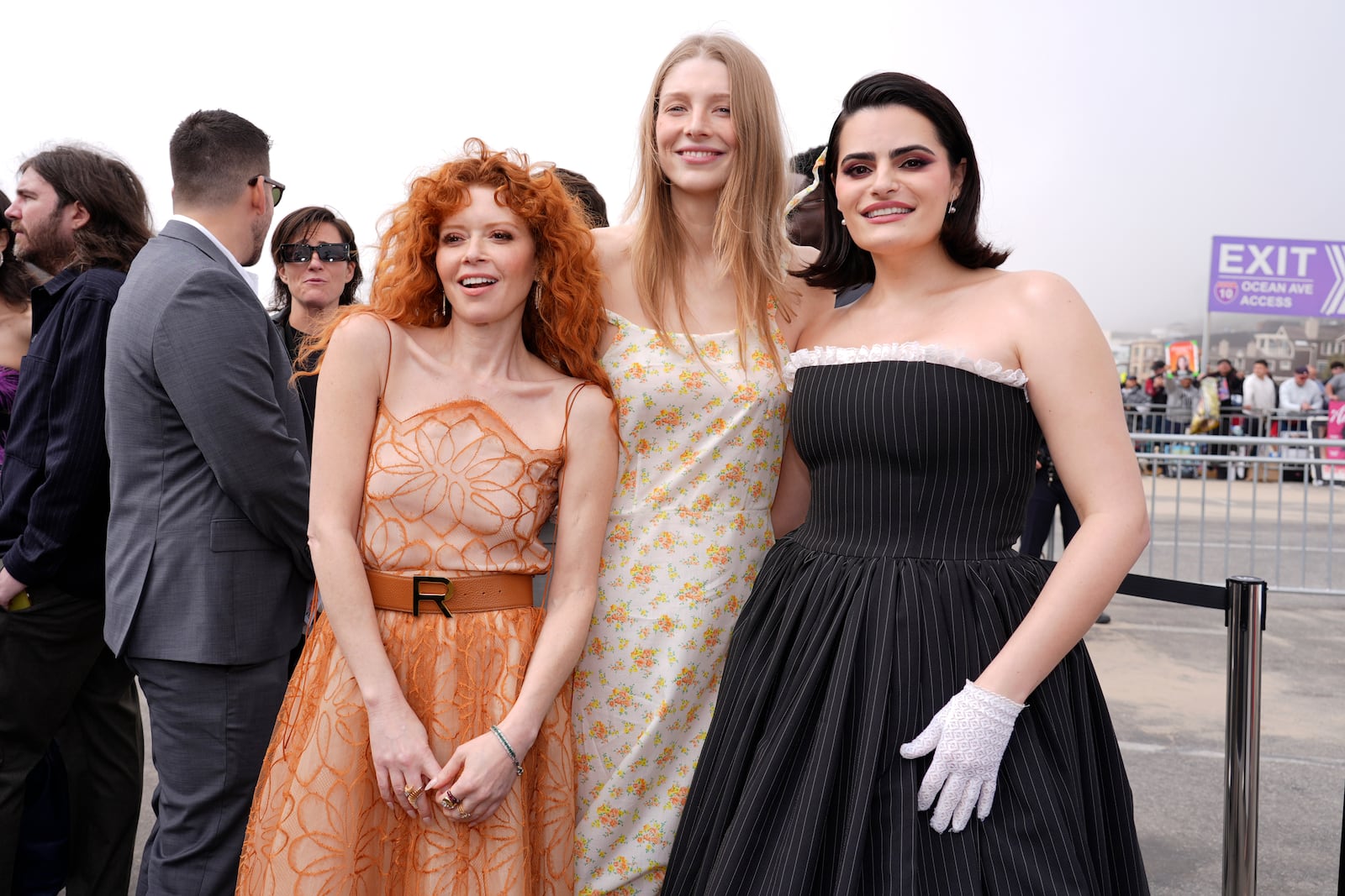 Natasha Lyonne, from left, Hunter Schafer and Nava Mau arrive at the Film Independent Spirit Awards on Saturday, Feb. 22, 2025, in Santa Monica, Calif. (AP Photo/Chris Pizzello)