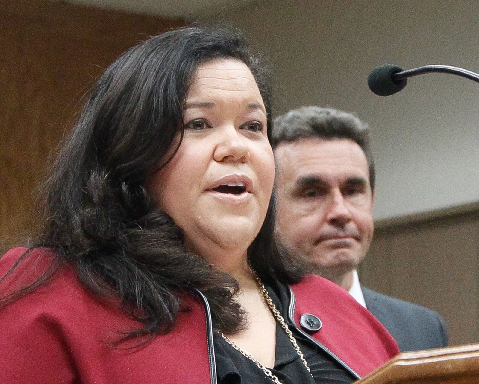 Barbara Dosek, Dayton's city attorney, and John Musto, the city's chief trial counsel. CHRIS STEWART / STAFF