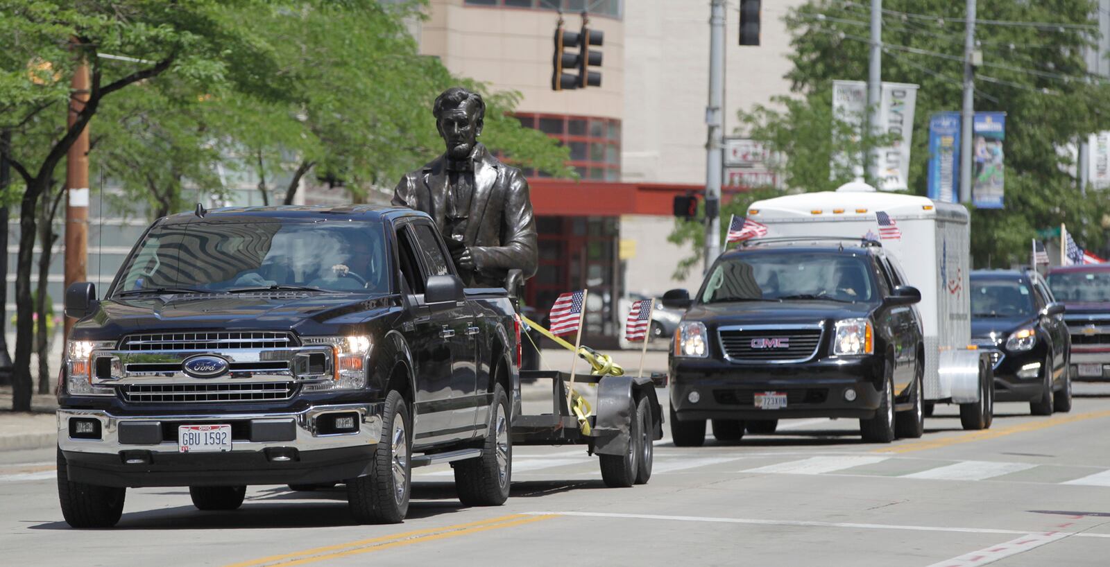 A 1,700-pound bronze sculpture of Abraham Lincoln created by Urbana artist Mike Major was delivered to Dayton Tuesday. The statue will be place in a park at the Dayton VA Medical Center campus in the fall. Majorâs work depicts a seated Lincoln, pen in hand, with legislation he has signed establishing the National Soldierâs and Sailorâs Asylum to care for Civil War veterans. Dayton was the location for one of the first three soldierâs homes in the country, which is now todayâs Dayton VA Medical Center. LISA POWELL / STAFF