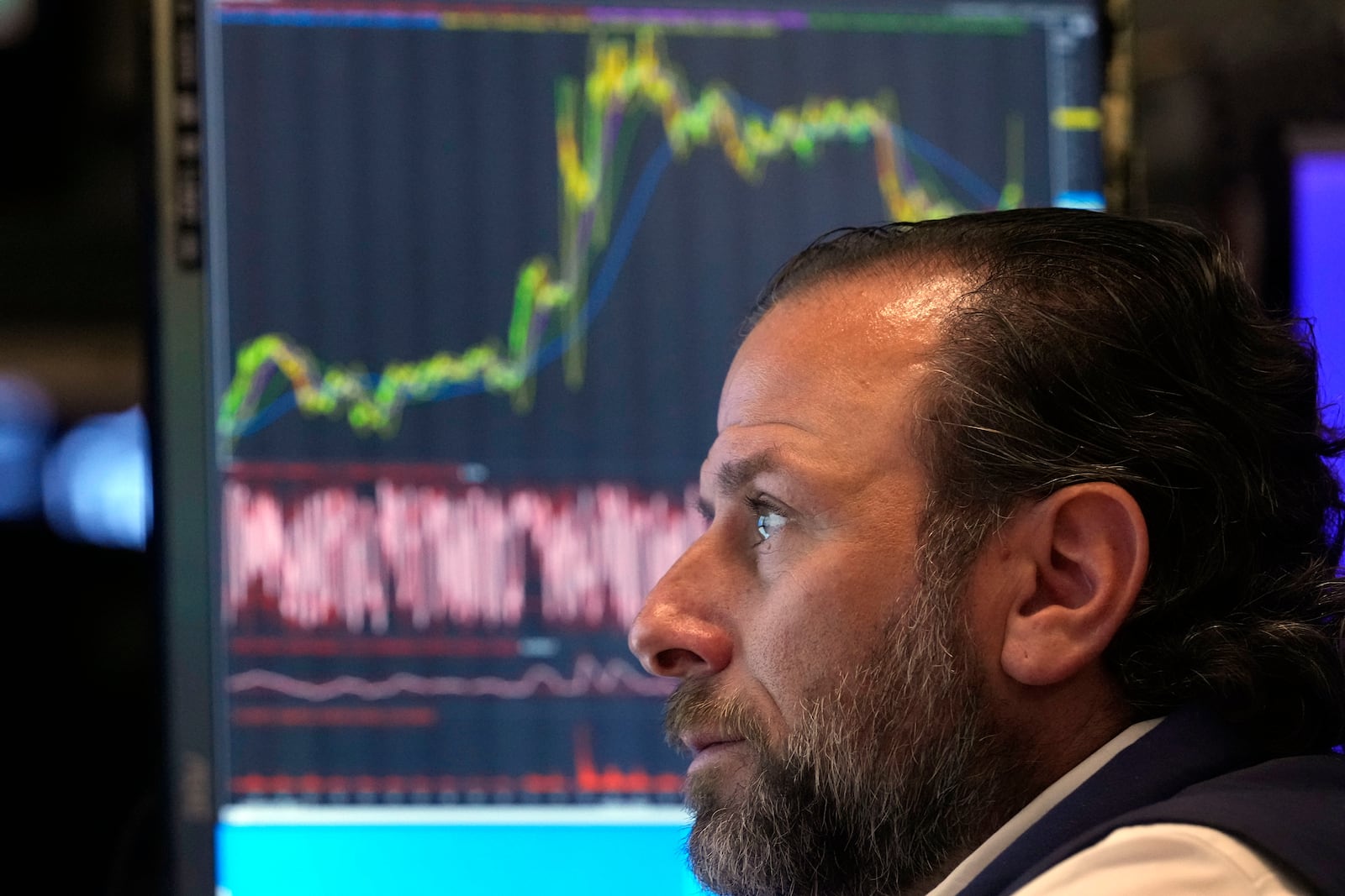 Specialist Michael Pistillo works on the floor of the New York Stock Exchange, Thursday, Nov. 7, 2024. (AP Photo/Richard Drew)