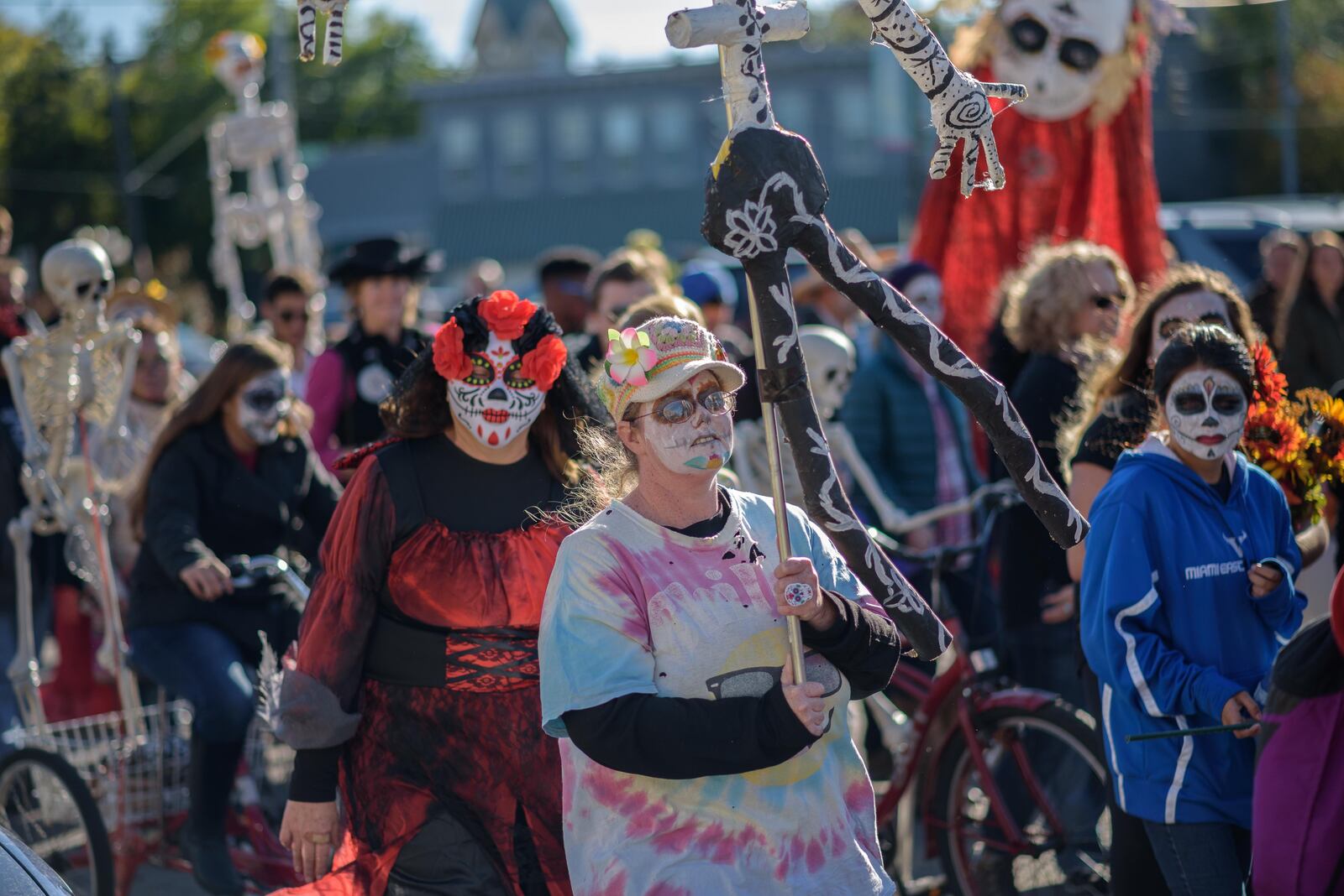 Dia De Muertos or Day of the Dead was celebrated in Dayton over the weekend on Sunday, Oct. 21 with a parade and celebration that included Day of the Dead alters, food, sugar skulls, music, traditional dance and more. TOM GILLIAM / CONTRIBUTING PHOTOGRAPHER