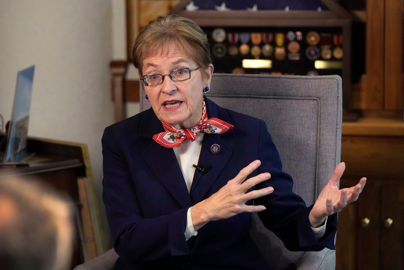 FILE - U.S. Rep. Marcy Kaptur, D-Ohio, is interviewed, Dec. 9, 2022, in Toledo, Ohio. (AP Photo/Carlos Osorio, File)