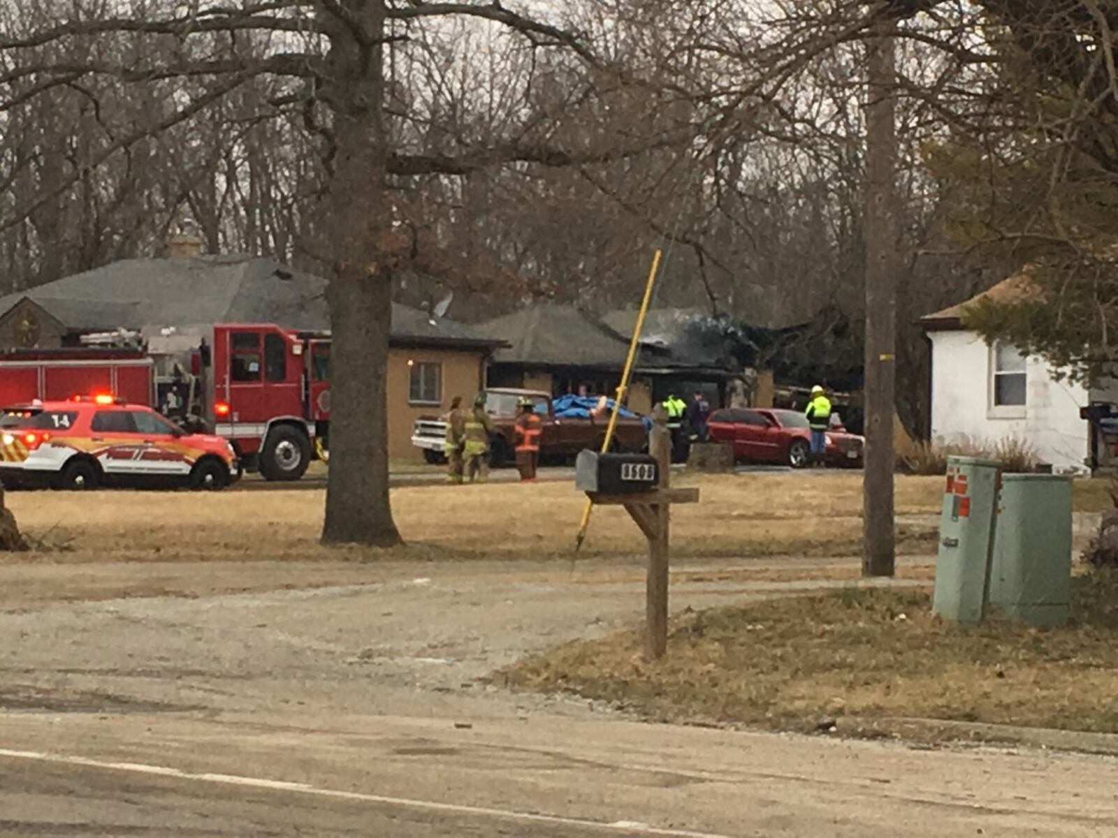 Trotwood Police Department on scene of a garage fire on Shiloh Springs Road.