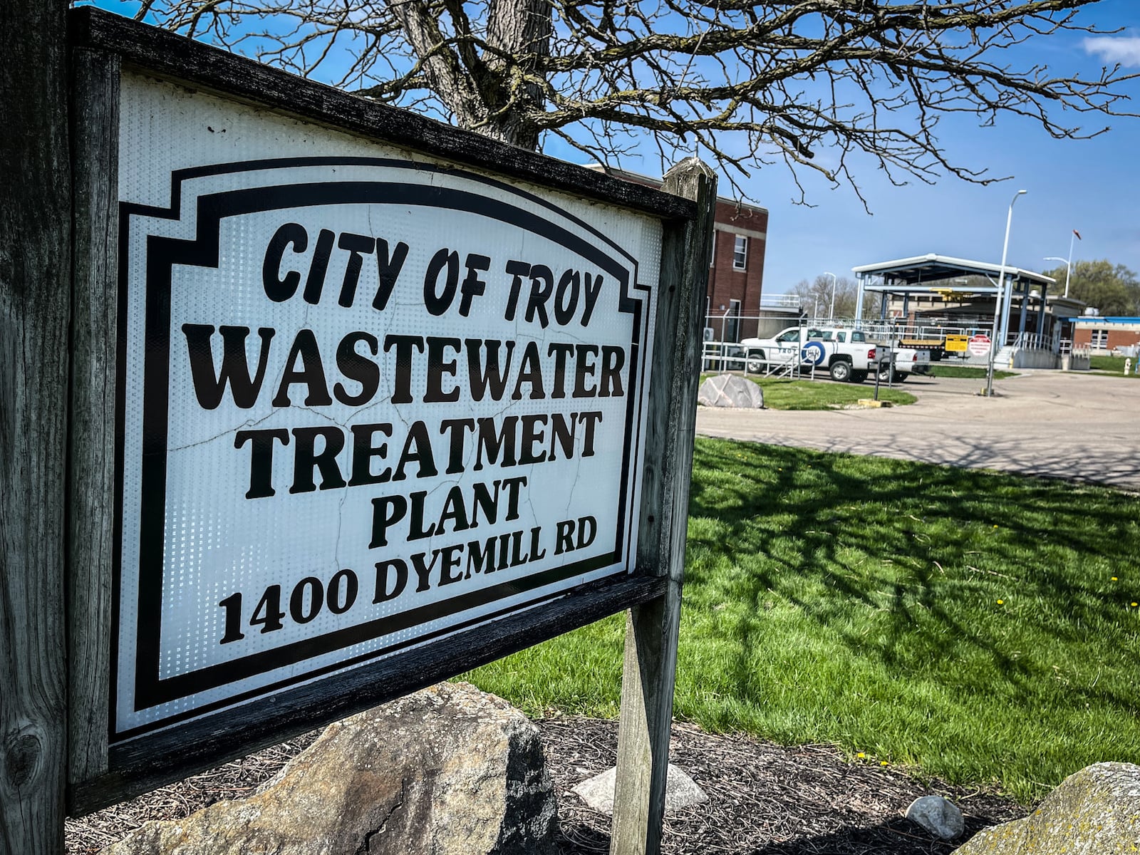 A subcontractor suffered injuries that were not life-threatening when he fell from scaffolding Tuesday morning, April 16, 2024, at the Troy Wastewater Treatment Plant. JIM NOELKER/STAFF