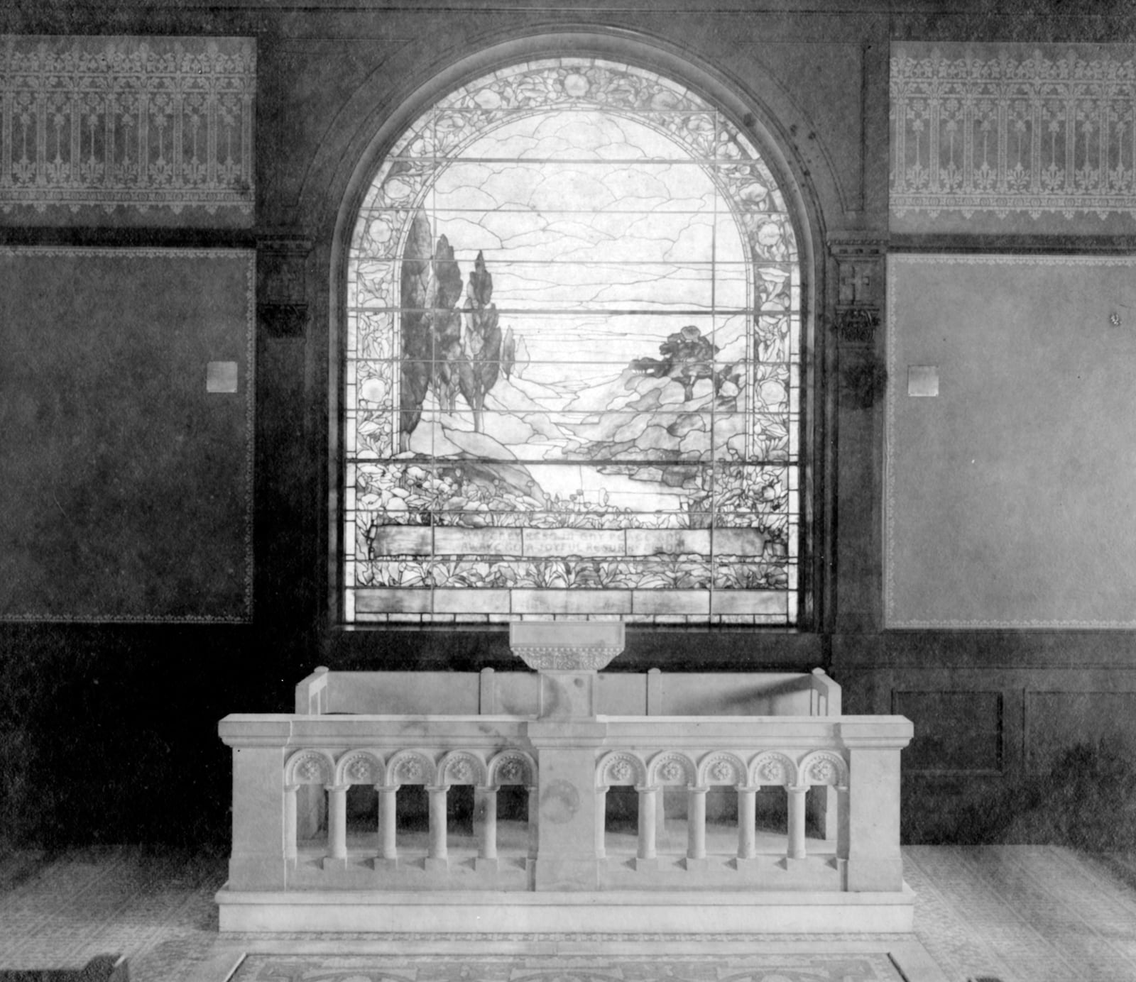 A Tiffany window, installed in 1904, is the center piece of the historic Woodland Cemetery chapel. WRIGHT STATE UNIVERSITY SPECIAL COLLECTIONS AND ARCHIVE