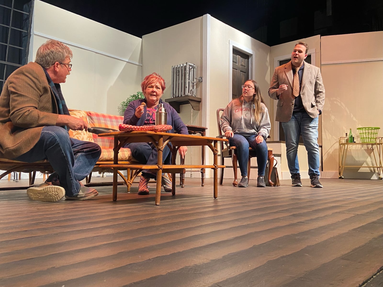 Greater Hamilton Civic Theatre (GHCT) will present four performances of “Barefoot in the Park” Feb. 15-18 at Parrish Auditorium, Miami University Hamilton. Pictured are some of the cast members during a rehearsal. CONTRIBUTED