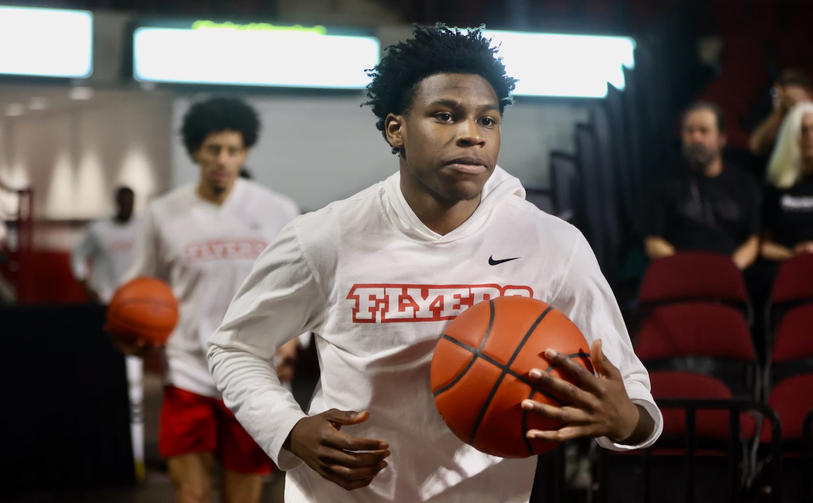 Dayton's Malachi Smith takes the court against Massachusetts on Wednesday, Feb. 22, 2023, at the Mullins Center in Amherst, Mass. David Jablonski/Staff