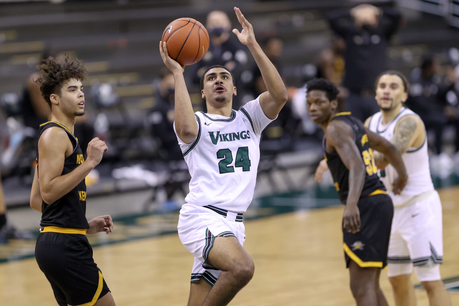 Torrey Patton drives for a layup against Northern Kentucky on Jan. 8, 2021. Cleveland State Athletics photo