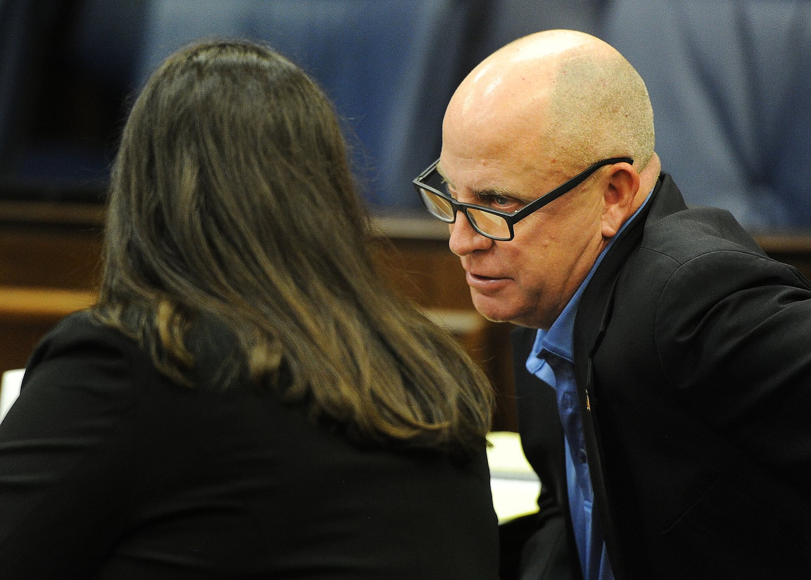 Former Montgomery County assistant prosecutor John C. Amos appeared in Montgomery County Common Pleas Court on Thursday, July 13, 2023. His trial is set for Oct. 10. MARSHALL GORBY\STAFF