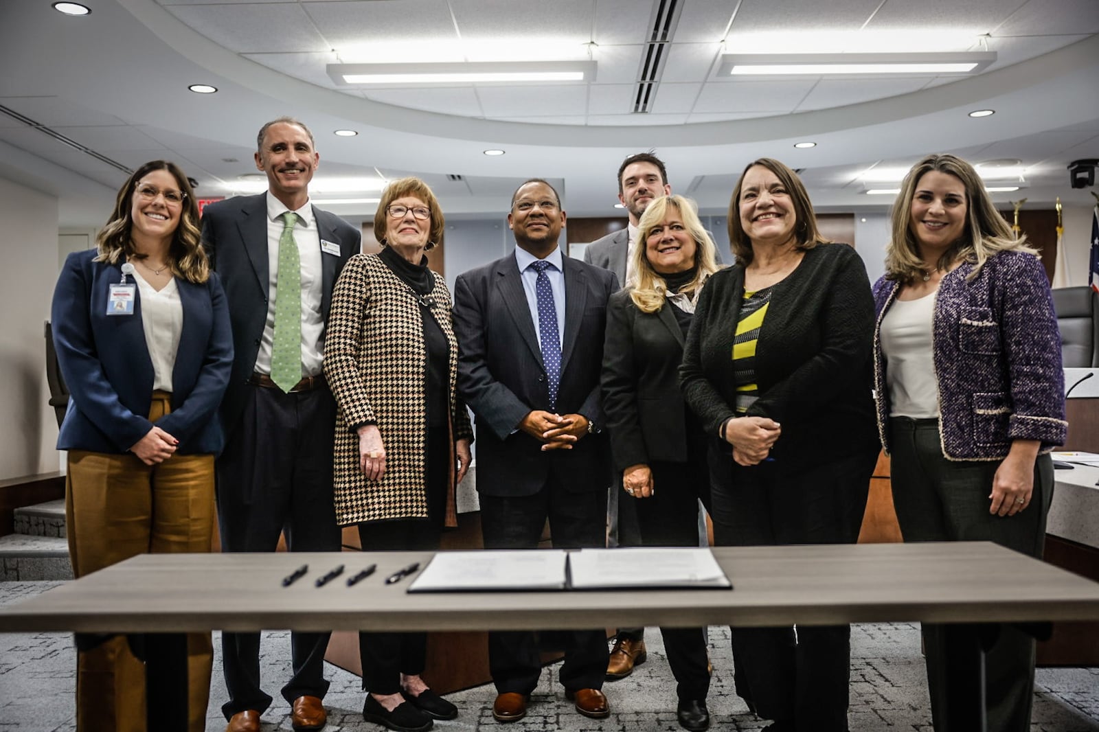 File - Montgomery County commissioners and Greater Dayton Area Hospital Association signed an agreement to address behavioral health needs in the Dayton area, forming a task force last year. The agreement was signed during a meeting at the Montgomery County Administration Building on January 10, 2023. JIM NOELKER/STAFF FILE