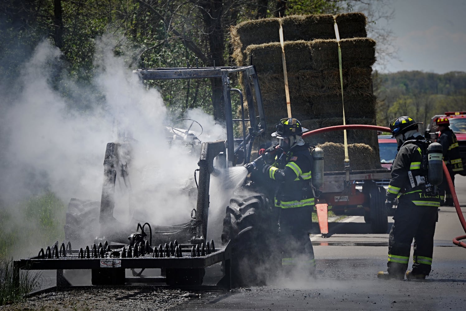 Tractor catches fire near Enon