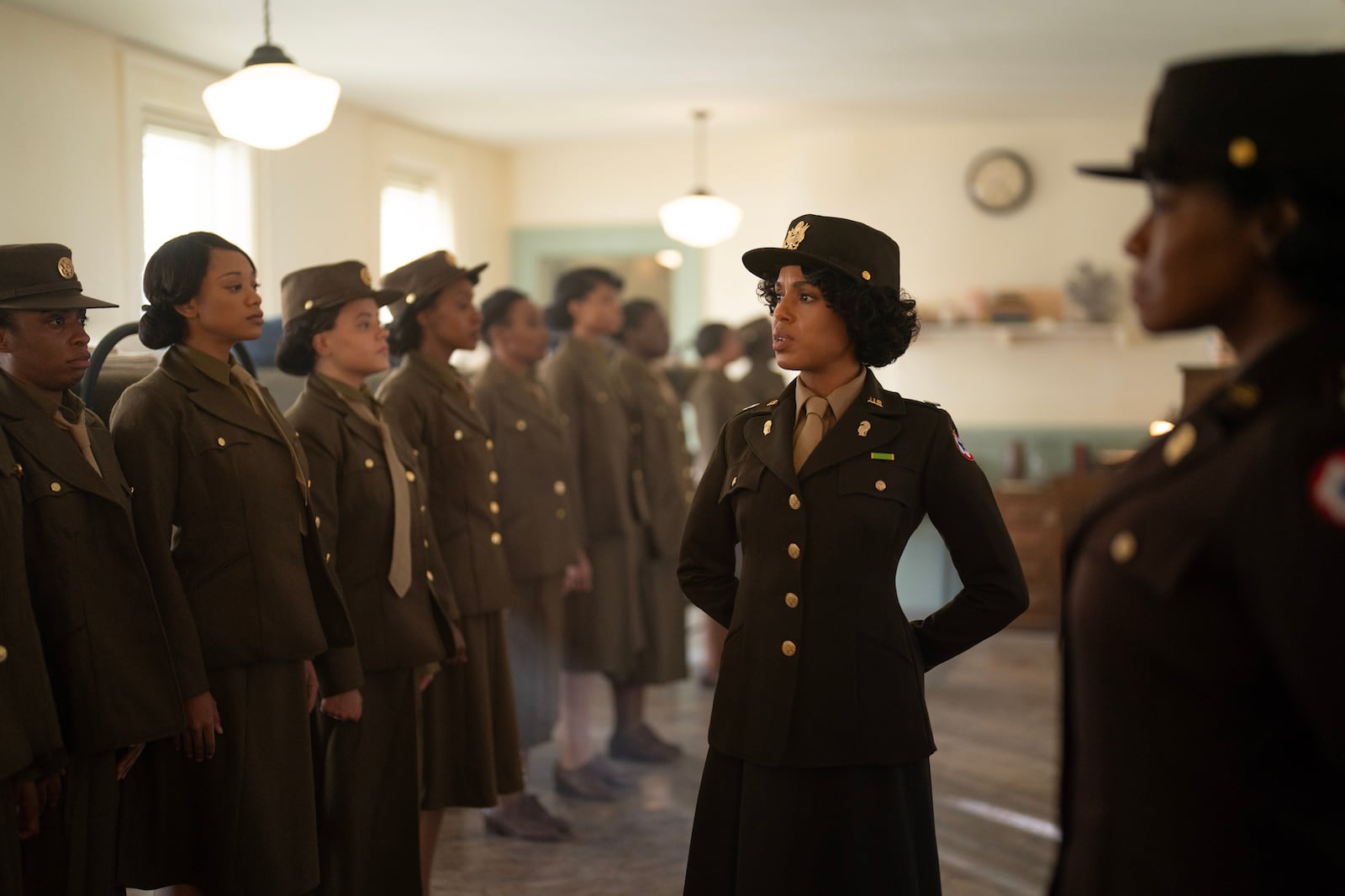 "Six Triple Eight." Kerry Washington as Major Charity Adams in "Six Triple Eight." Cr. Bob Mahoney / Perry Well Films 2 / Courtesy of Netflix