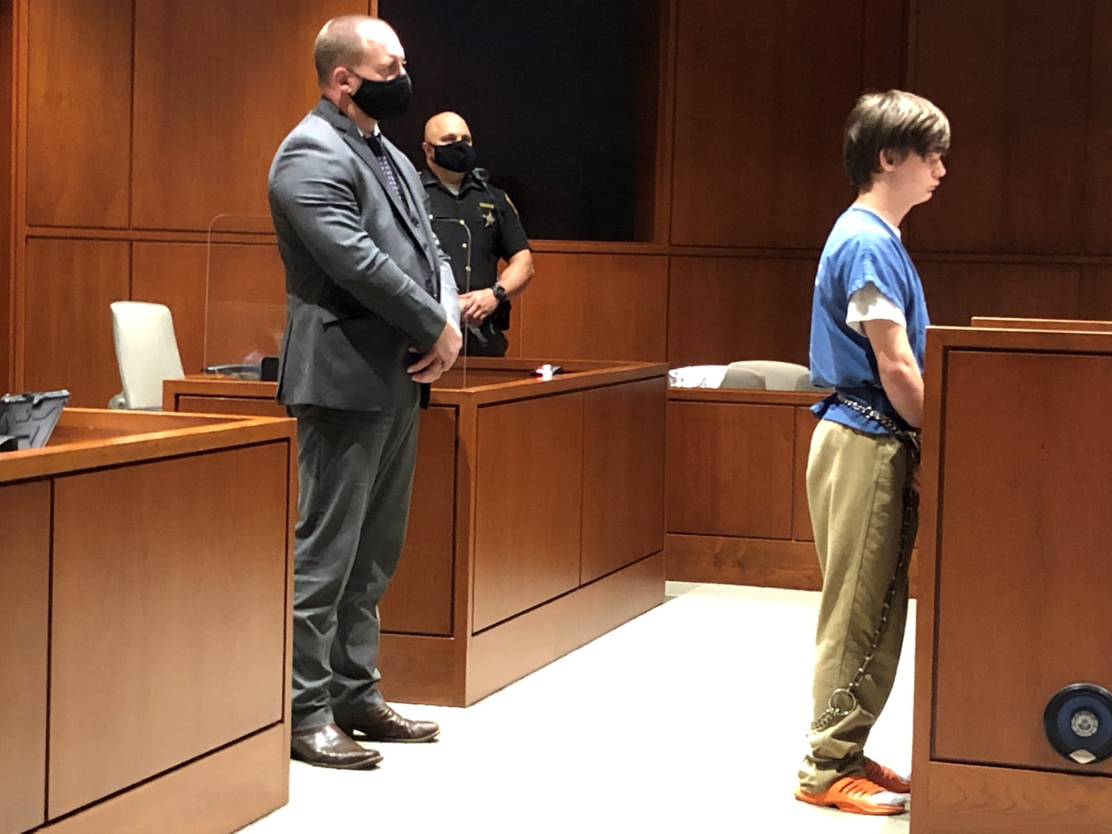 Lawyer John Kaspar with Logan Dean Tuesday in Warren County Common Pleas Court.