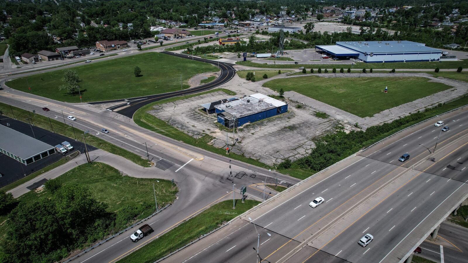 This is a drone photograph showing land between I75, Wagner Ford and North Dixie. JIM NOELKER/STAFF