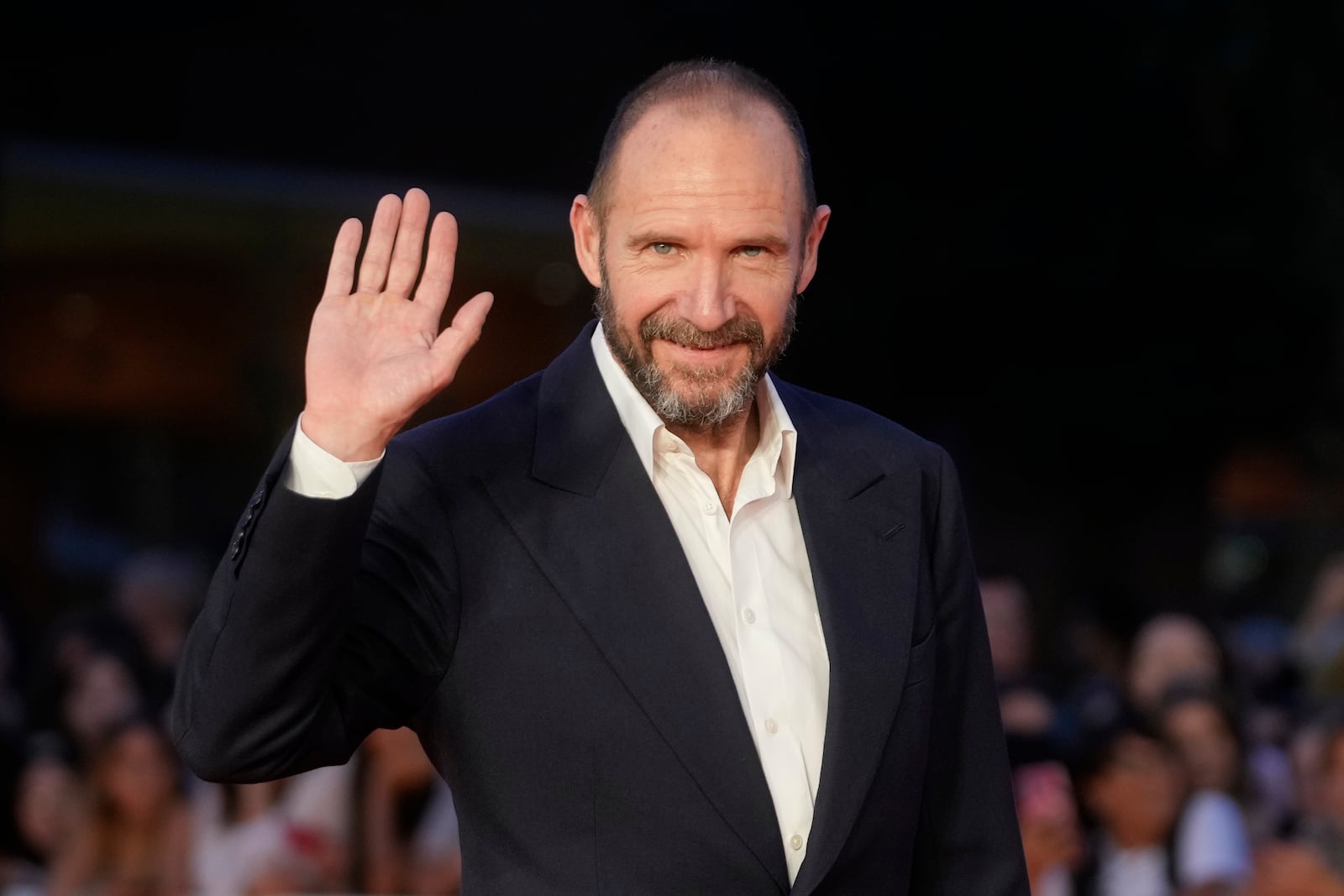 Ralph Fiennes poses on the red carpet before the screening of the movie "Conclave" at the 19th Rome Film Festival, in Rome, Saturday, Oct. 26, 2024. (AP Photo/Alessandra Tarantino)