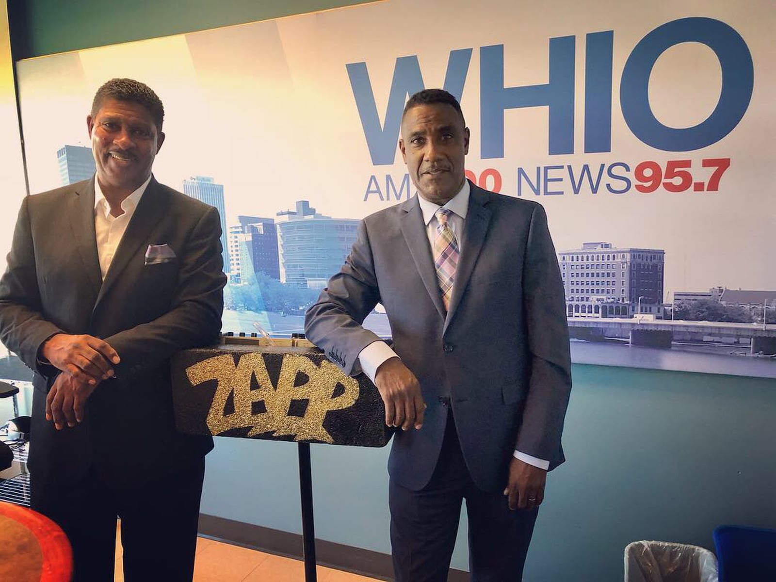 Lester (left) and Terry (right) Troutman of ZAPP band stopped by our offices for our first sit-down interview with them in decades. ZAPP is dropping a new album and will be performing Oct. 26 at the Schuster Performing Arts Center. AMELIA ROBINSON/STAFF