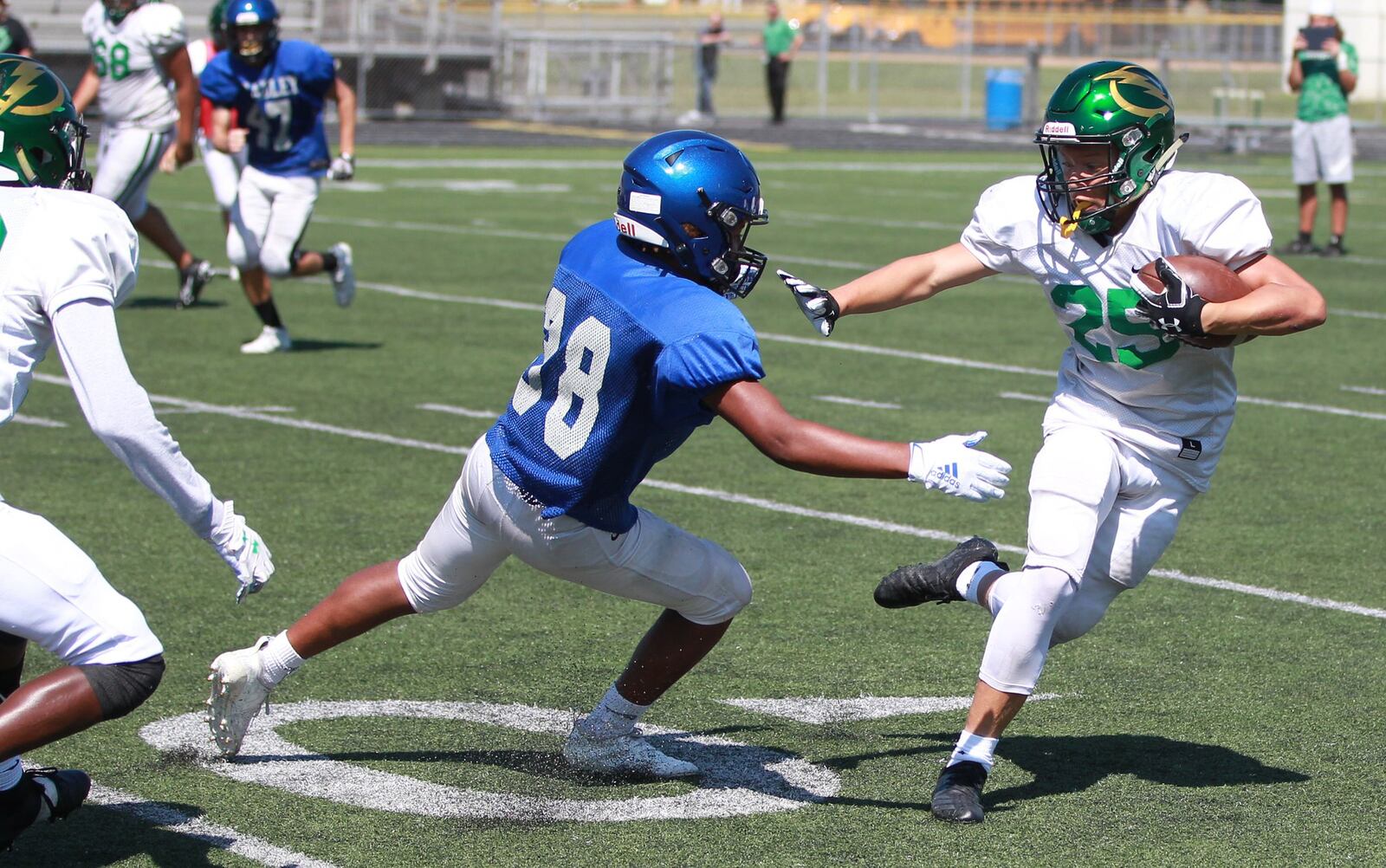 Northmont hosted Hilliard Bradley in a high school football preseason scrimmage on Friday, Aug. 9, 2019. MARC PENDLETON / STAFF