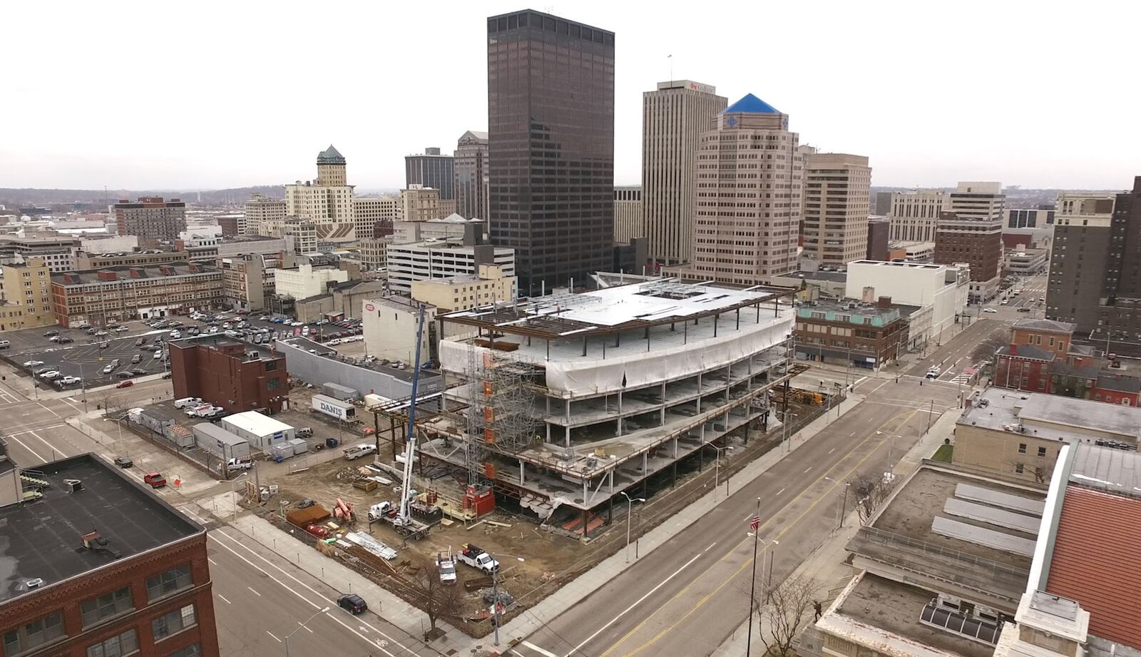 The new CareSource Center City building's steel structure has been erected and buildout has begun.   TY GREENLEES / STAFF