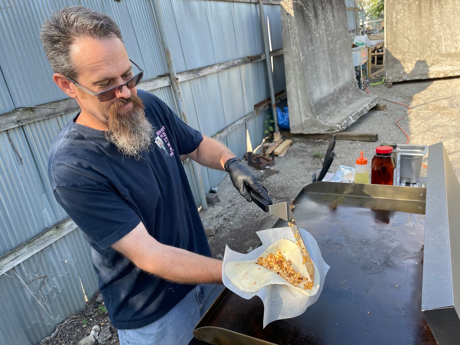 Breakfast on the Run will soon offer build-your-own breakfast burritos and sandwiches Thursday through Sunday at 420 Dayton on East First Street. Pictured is co-owner Doug Underwood Jr. NATALIE JONES/STAFF